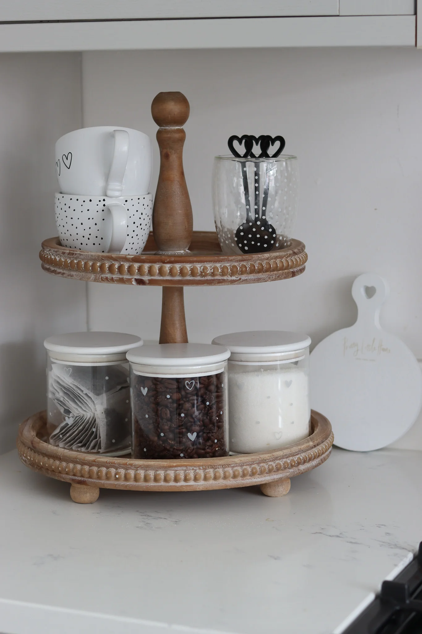 2 Tiered Beaded Cake Stand - Natural - Image 3
