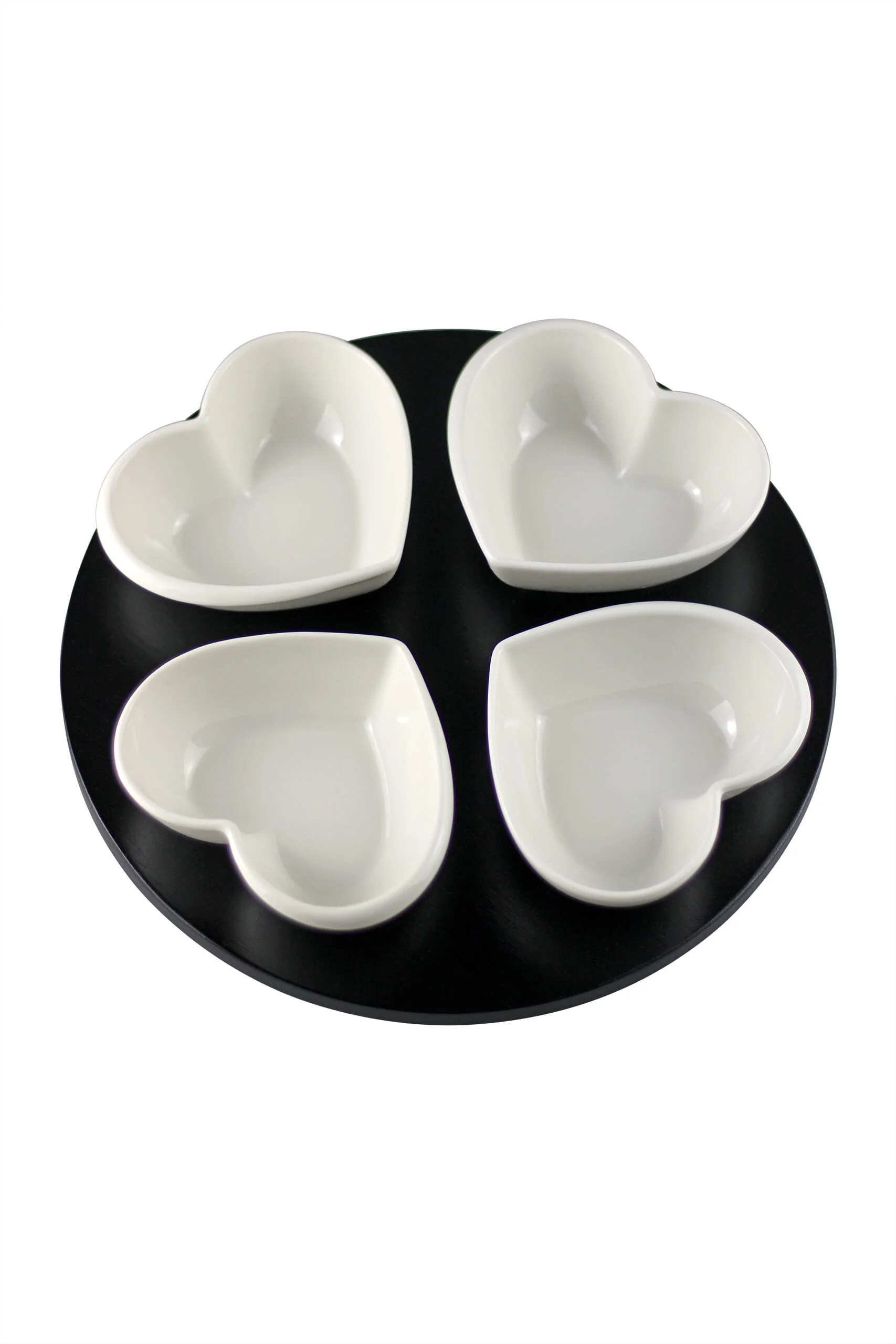 4 Pc Lazy Susan Heart Snacking Station - Black - Image 3