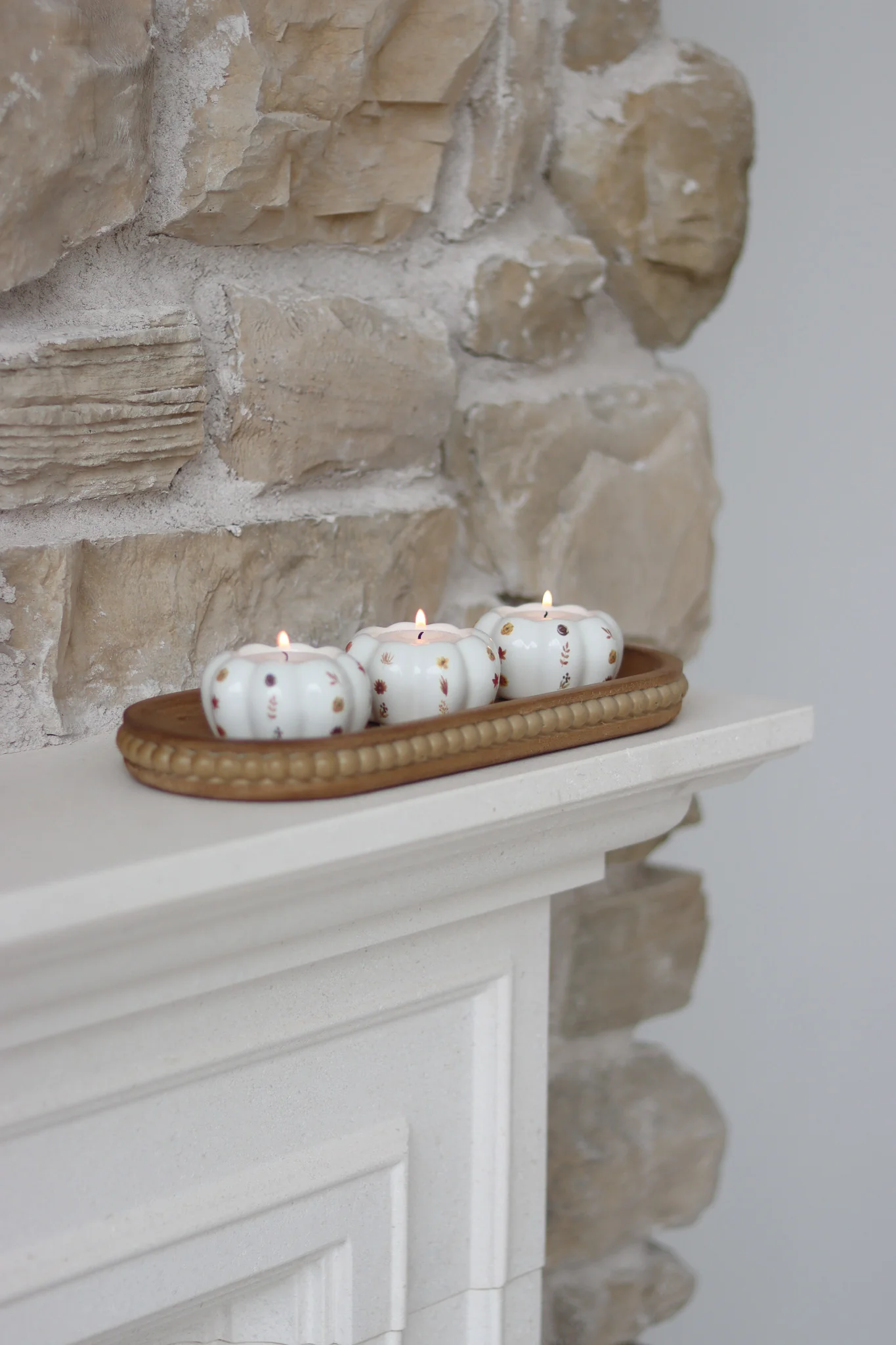 Beaded Wooden Tray - Natural/Small - Image 4