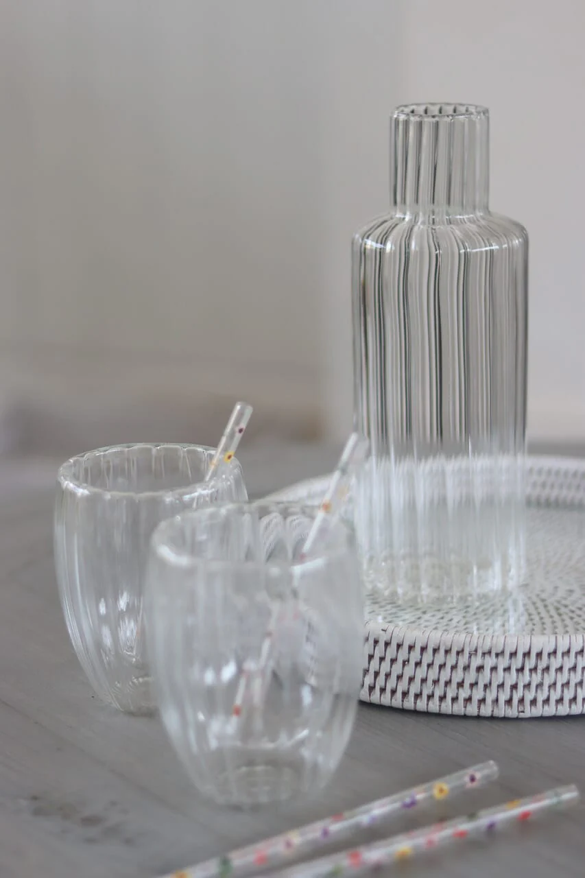 Glass Carafe and Glass Set – Rippled - Image 3