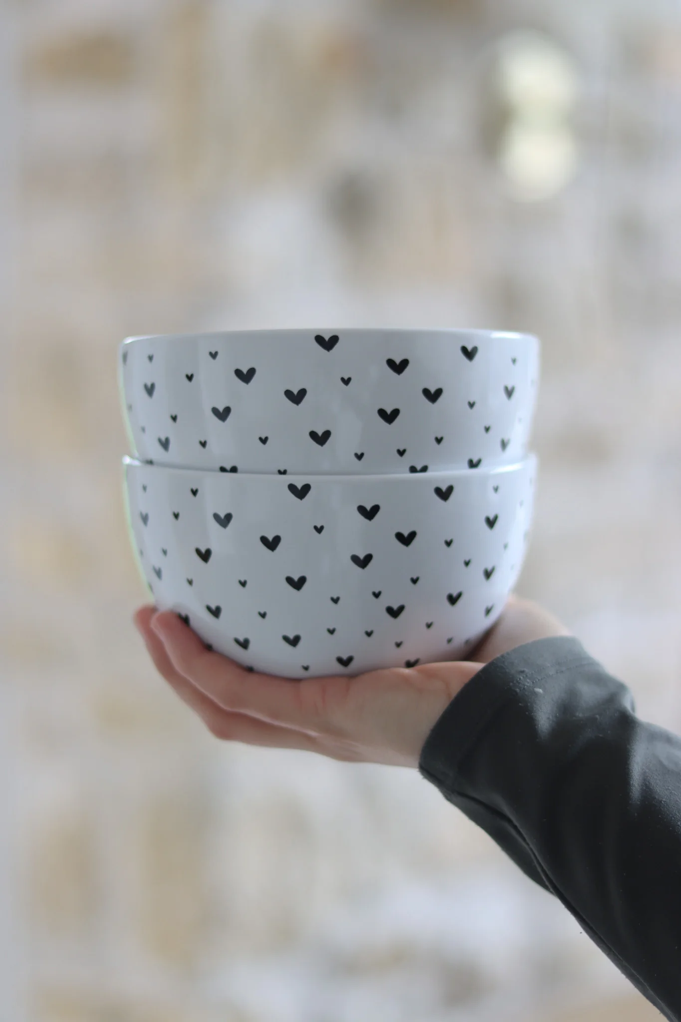 Ceramic Bowl Set – 2 Piece – Close Multi heart - Image 3