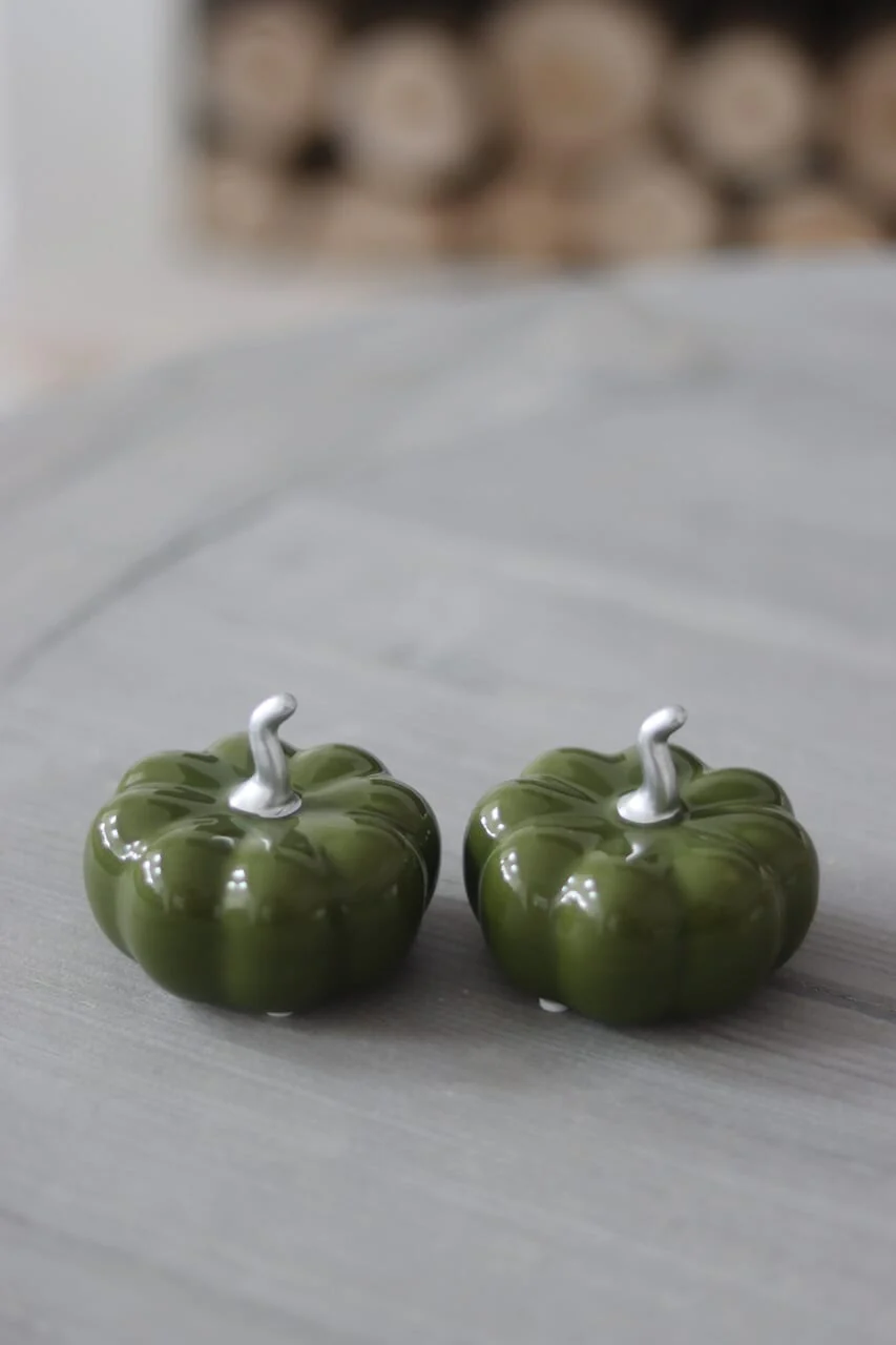 Ceramic Pumpkin Autumnal Green - Small 2PC - Image 2