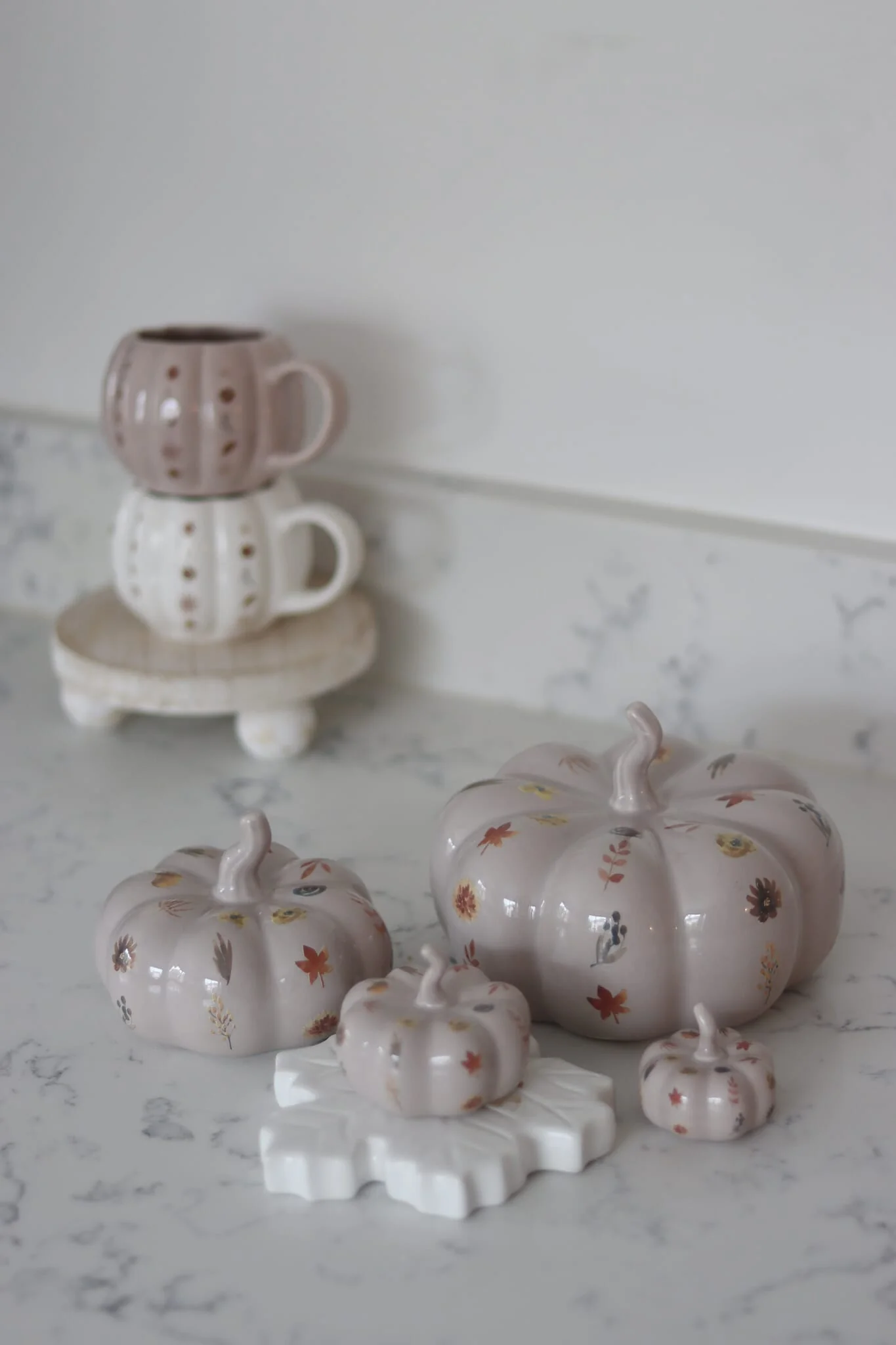 Ceramic Pumpkin Family - Autumn Floral