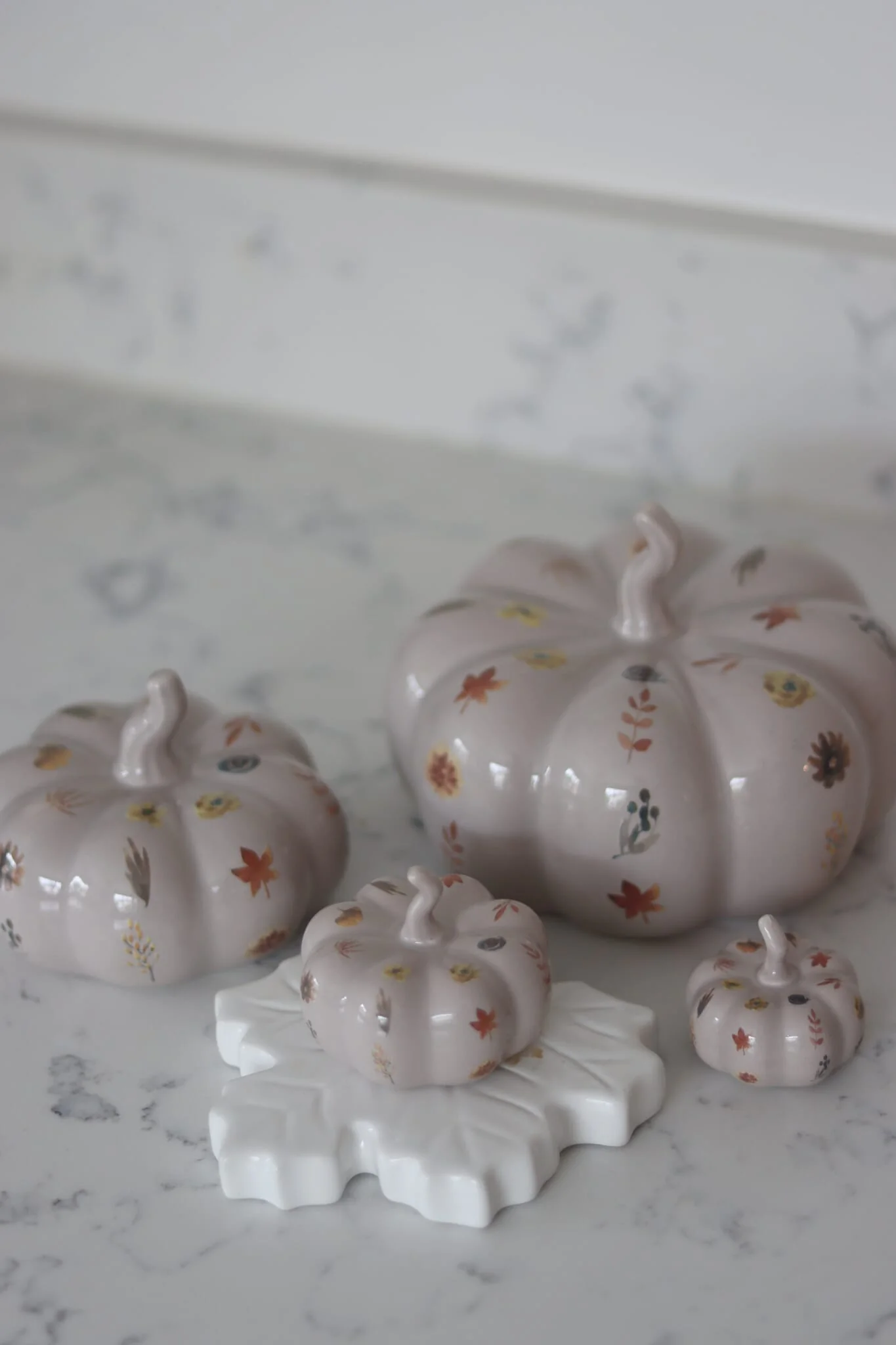 Ceramic Pumpkin Family - Autumn Floral - Image 3