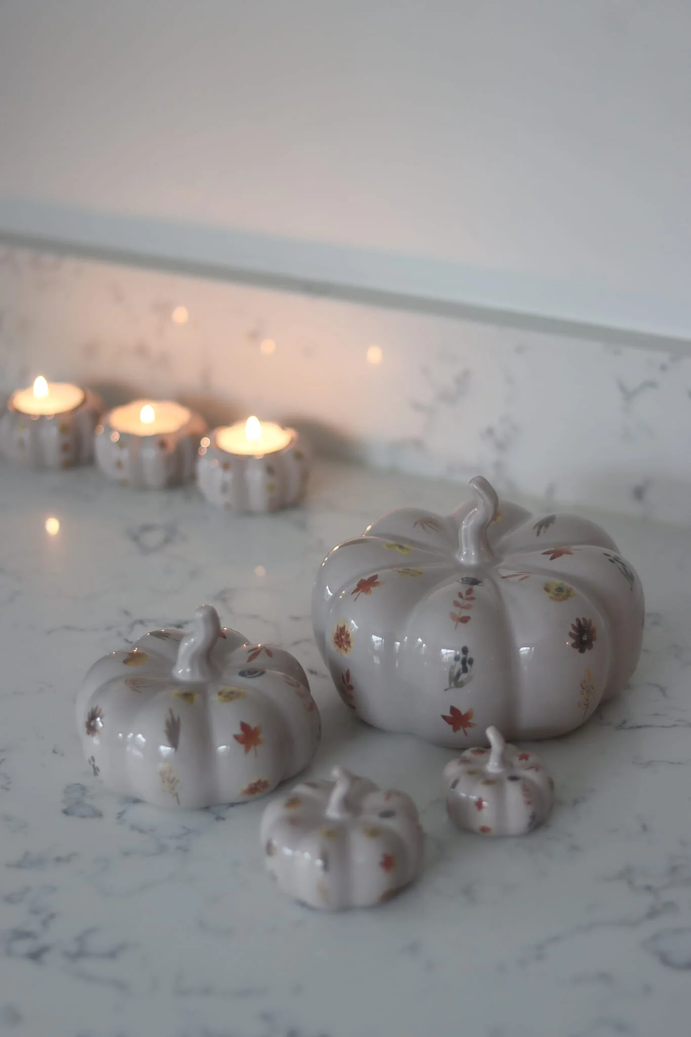 Ceramic Pumpkin Family - Autumn Floral - Image 4