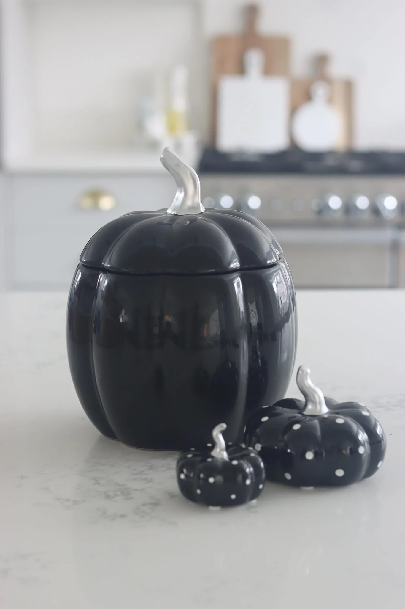 Ceramic Pumpkin Jar - Black Large - Image 3