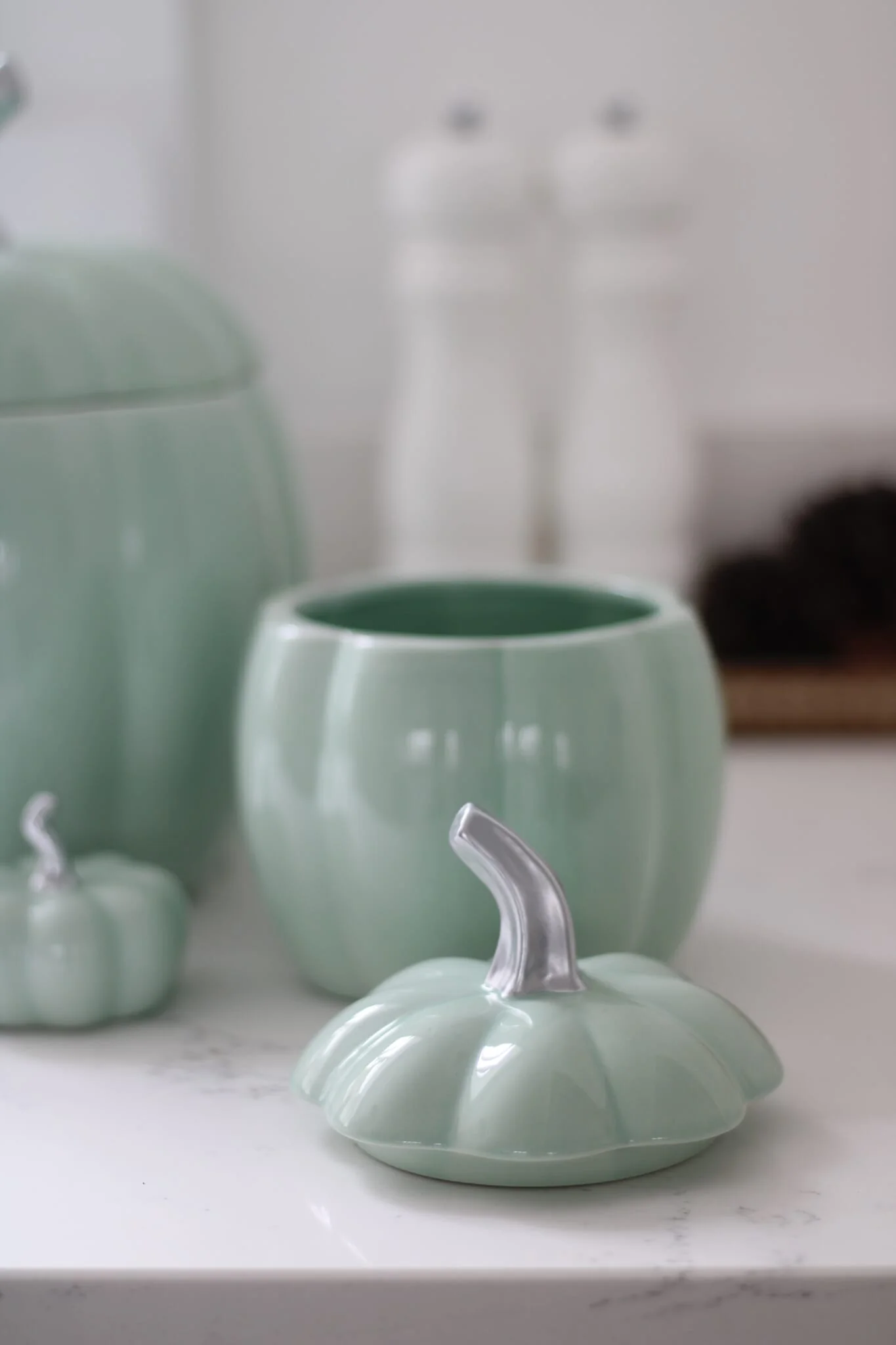 Ceramic Pumpkin Jar - Green/Small - Image 2