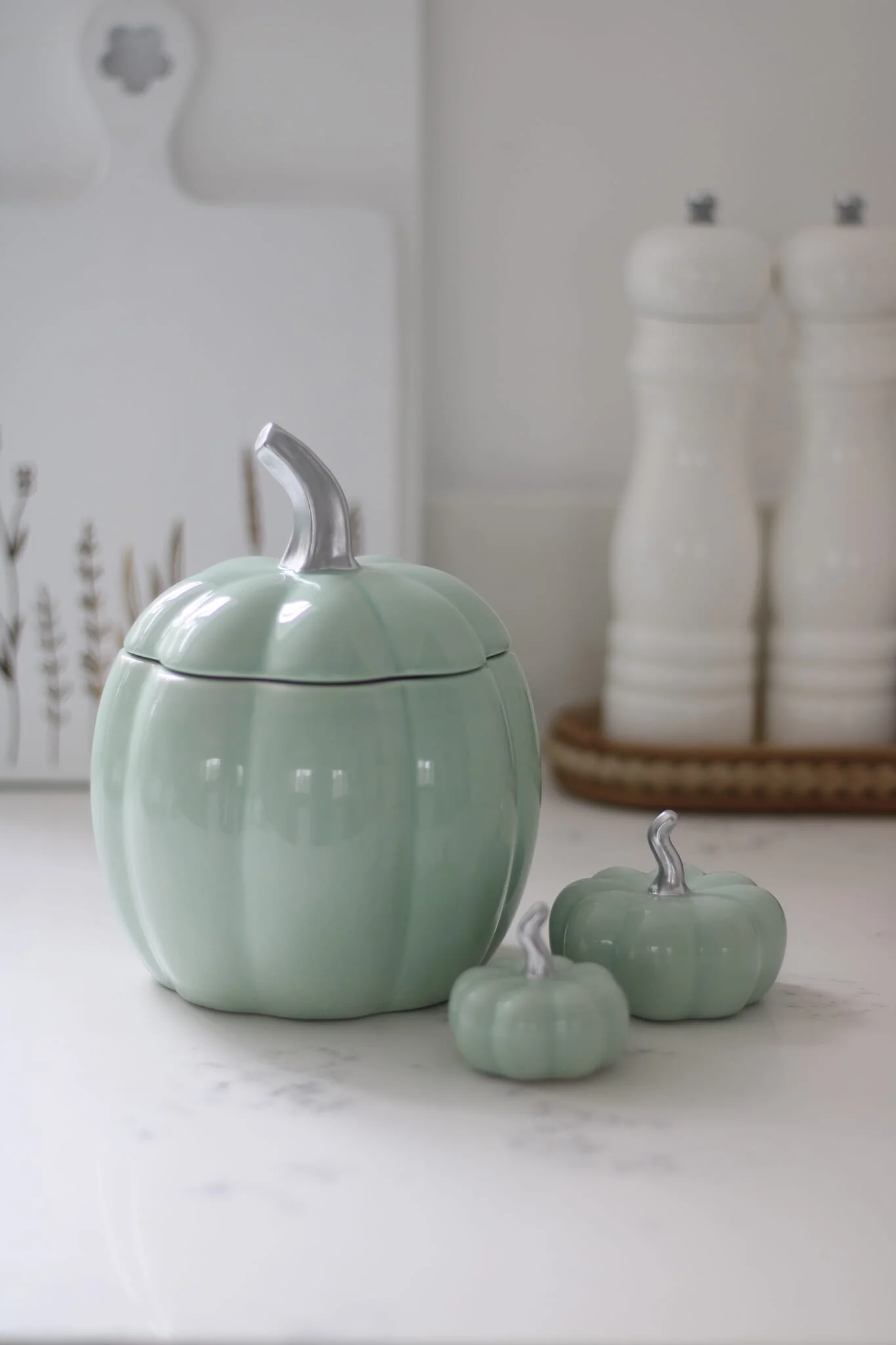 Ceramic Pumpkin Jar - Green/Small - Image 3
