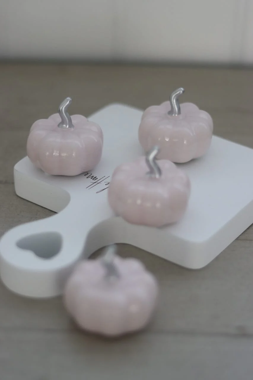 Ceramic Pumpkin Light Pink/Silver - Tiny 4PC