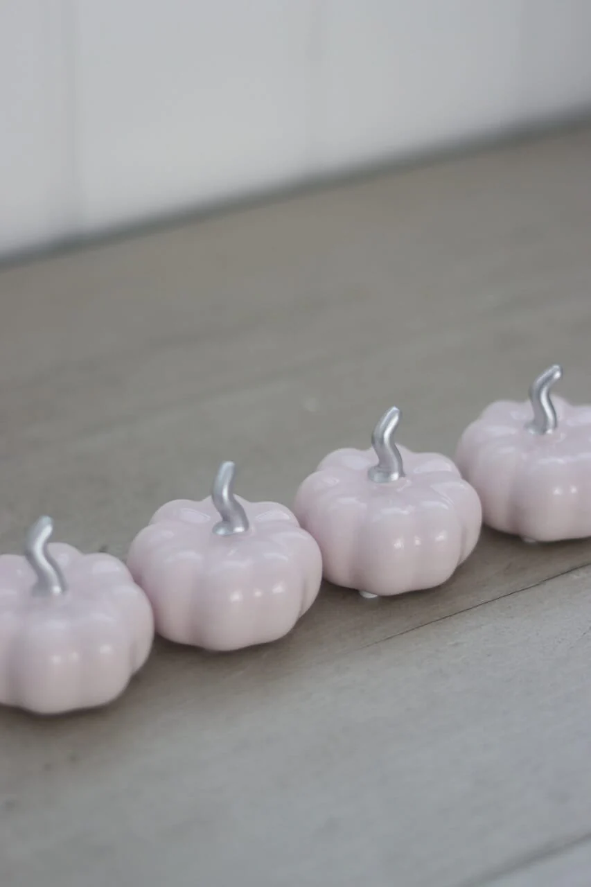 Ceramic Pumpkin Light Pink/Silver - Tiny 4PC - Image 2