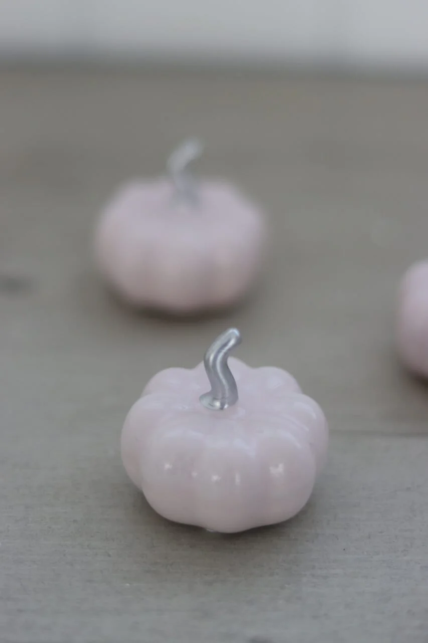 Ceramic Pumpkin Light Pink/Silver - Tiny 4PC - Image 3