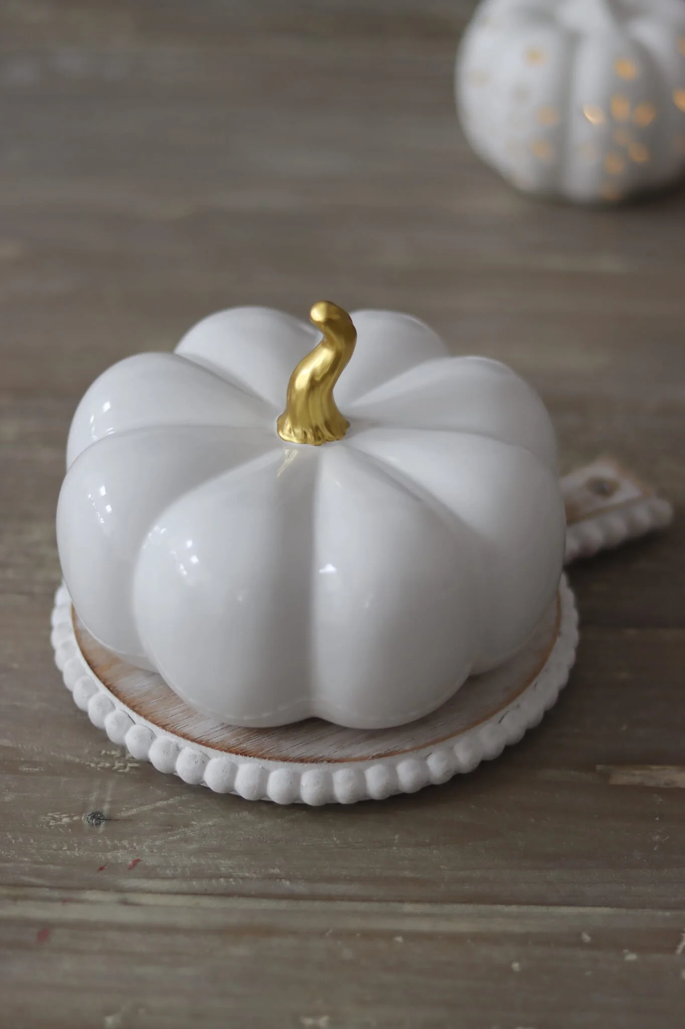 Ceramic Pumpkin White/Gold - Large - Image 3