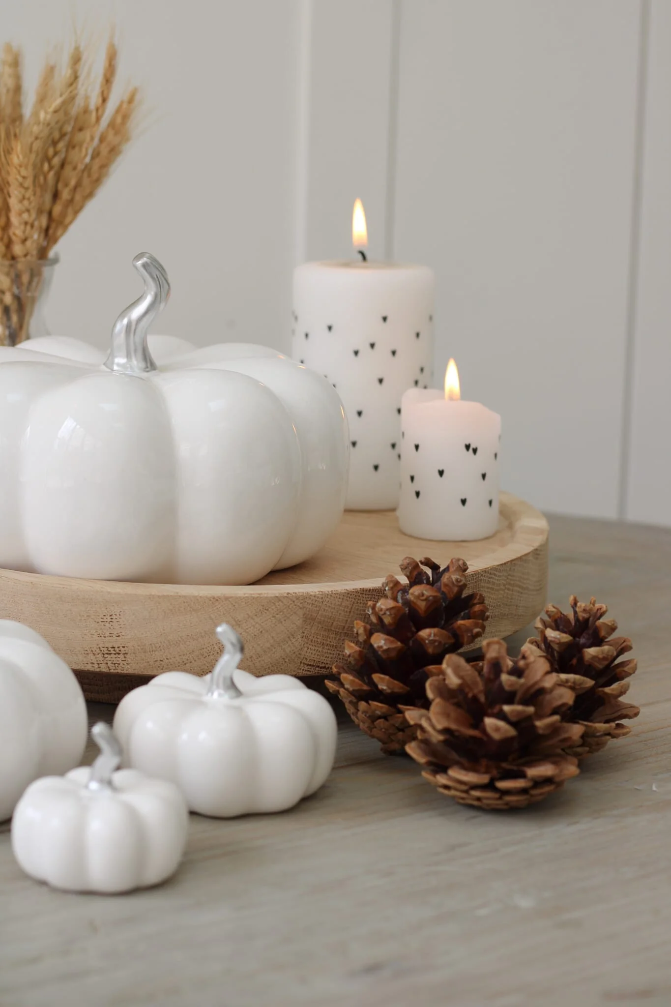 Ceramic Pumpkin White/Silver Stalk - Large - Image 8