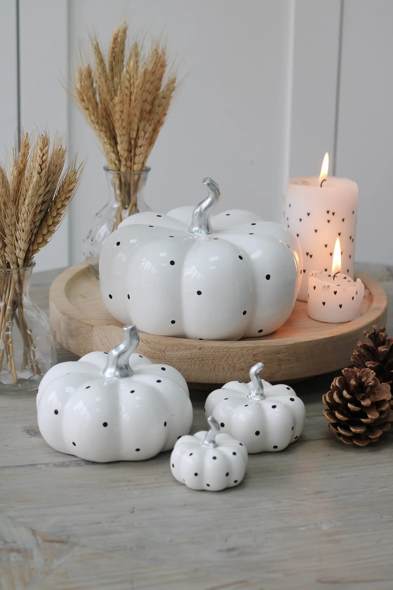 Ceramic Pumpkin White Polka Dot - Large - Image 4
