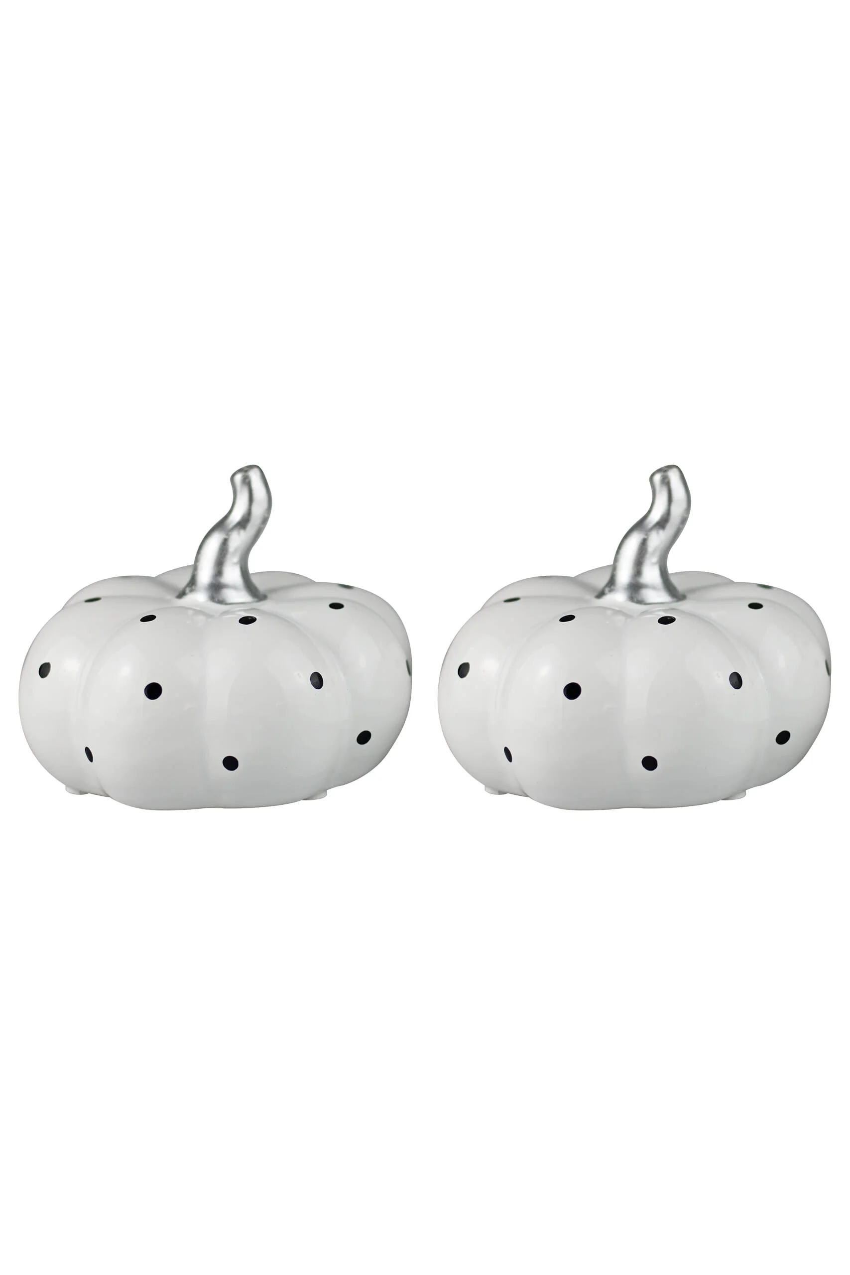 Ceramic Pumpkin White Polka Dot - Medium 2Pc Set - Image 2