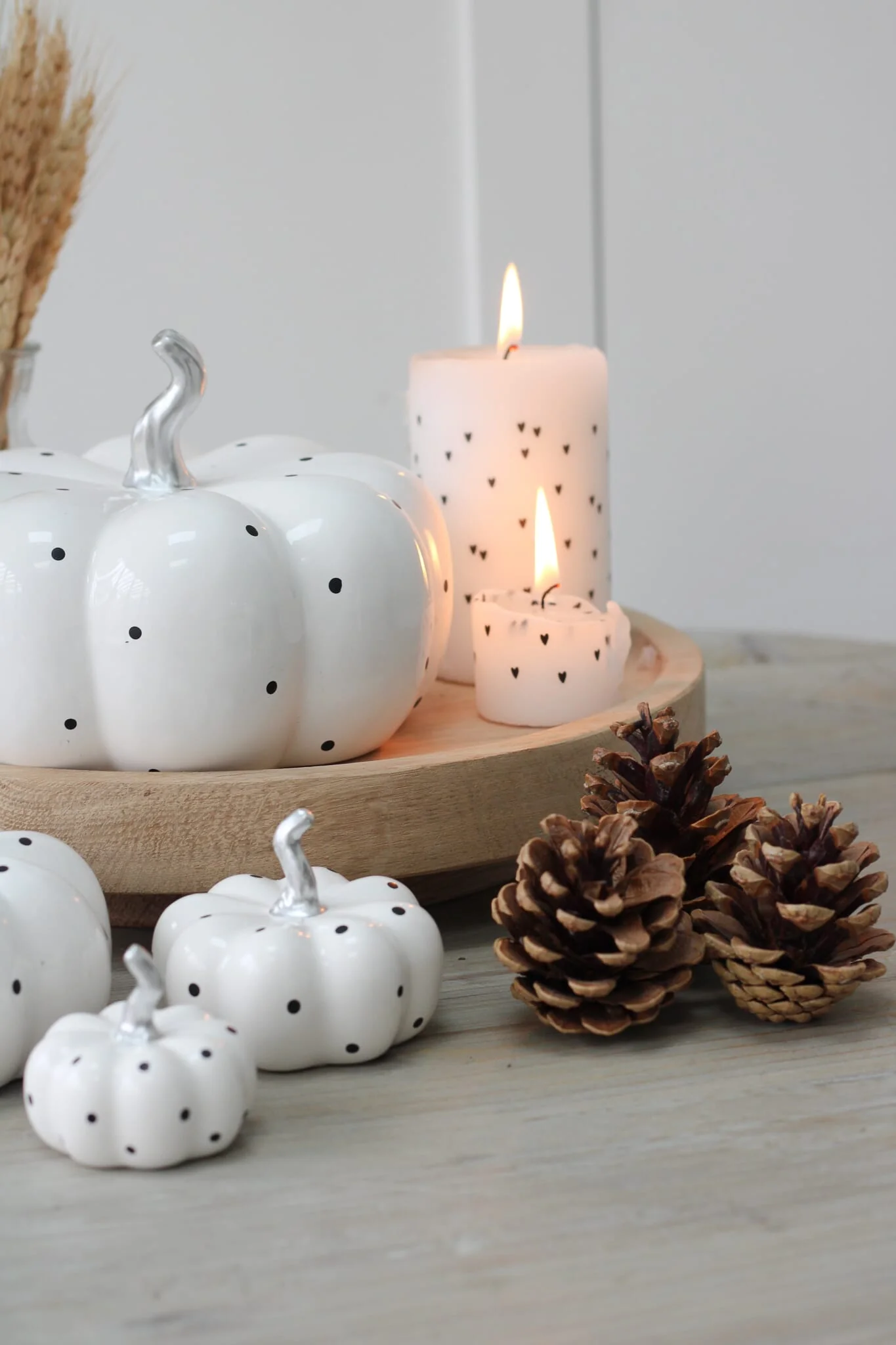 Ceramic Pumpkin White Polka Dot - Medium 2Pc Set - Image 6