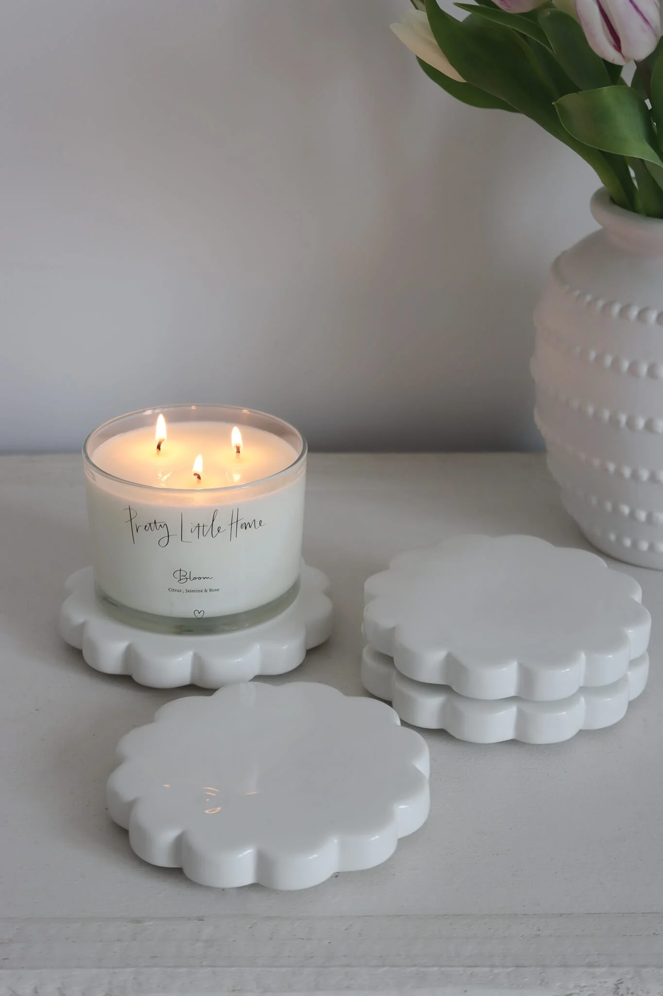 Ceramic Coasters Set - Scalloped 4pc - Image 3