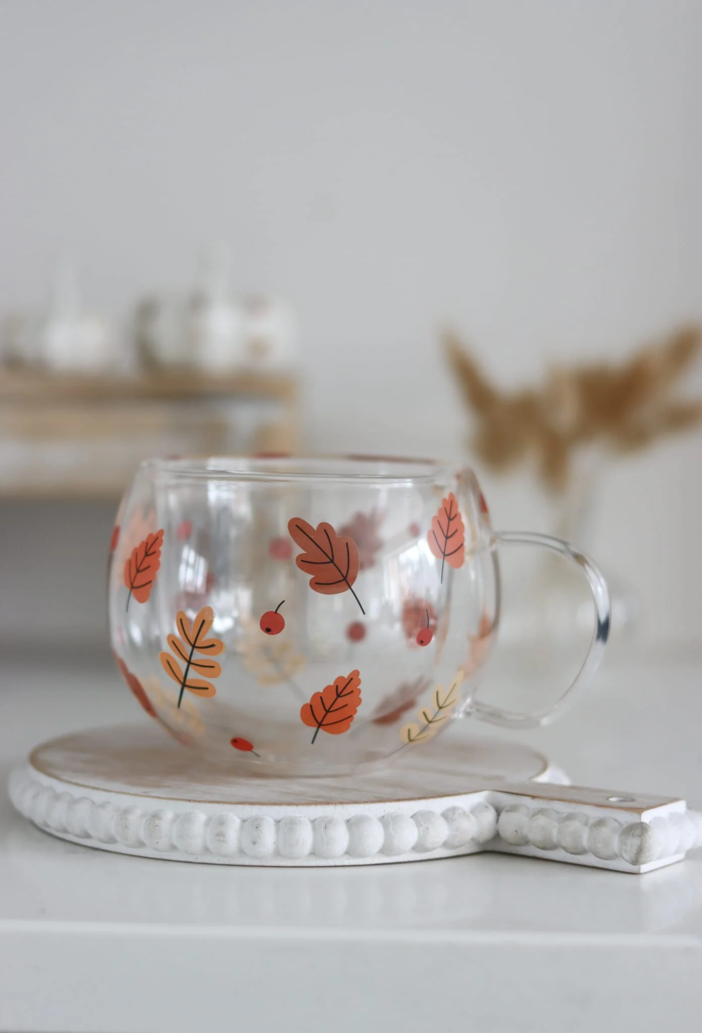 Double Wall Glass Autumn Flowers - Image 4