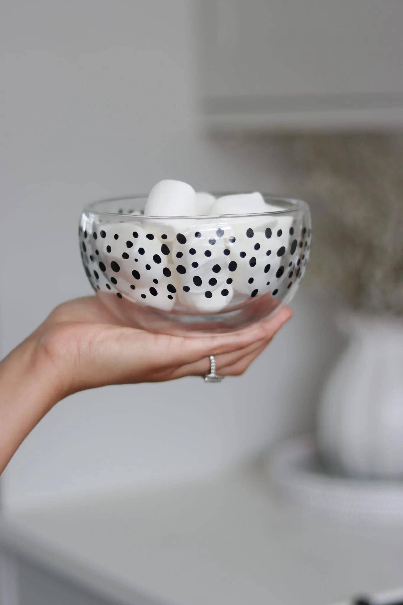 Double Wall Glass Bowl - Black/Polka - Image 3