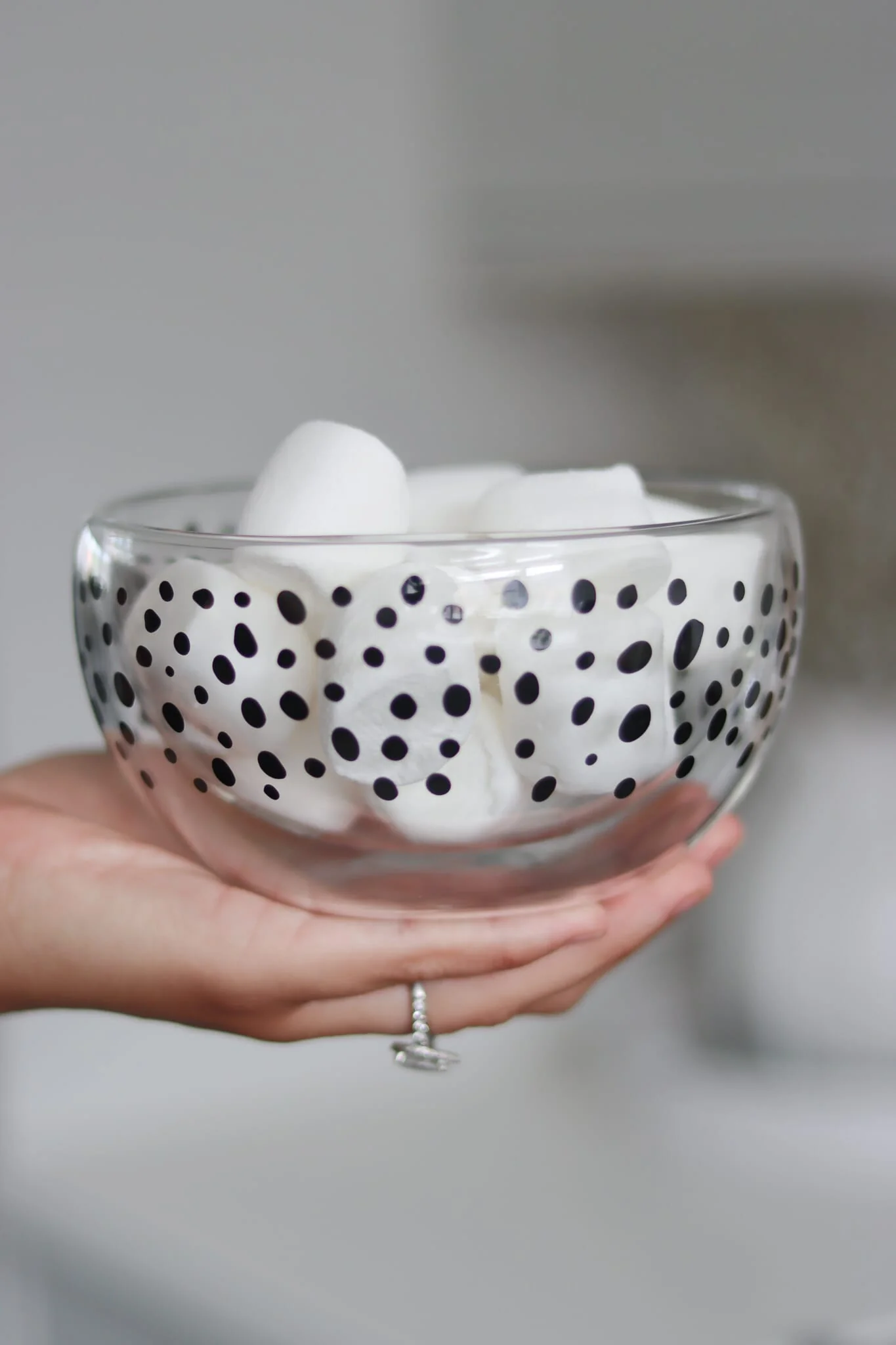 Double Wall Glass Bowl - Black/Polka - Image 4