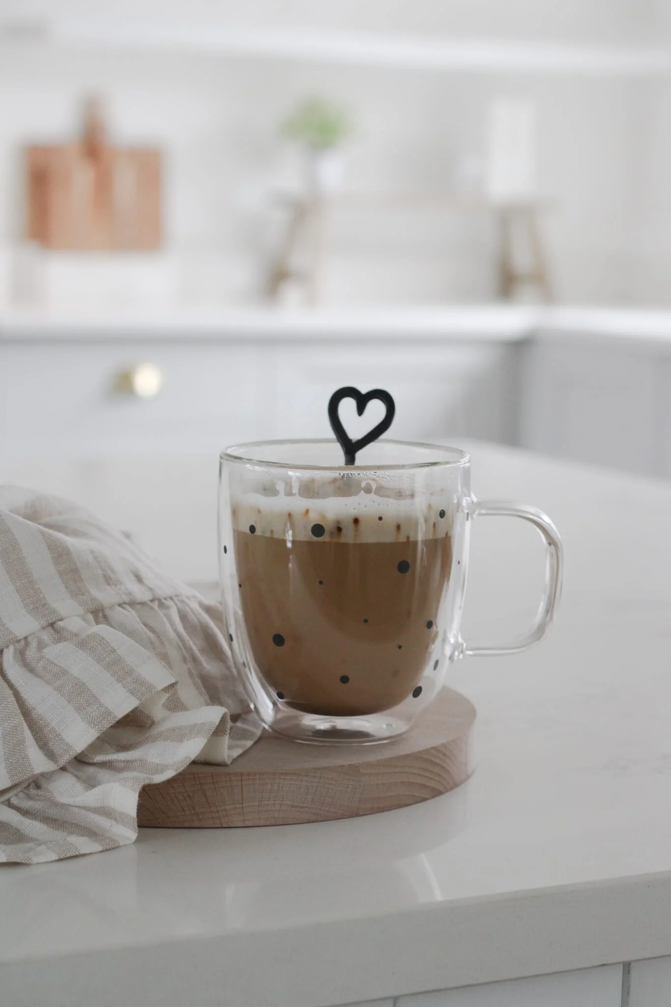 Double Walled Glass Mug - Black Polka Dots - Image 4