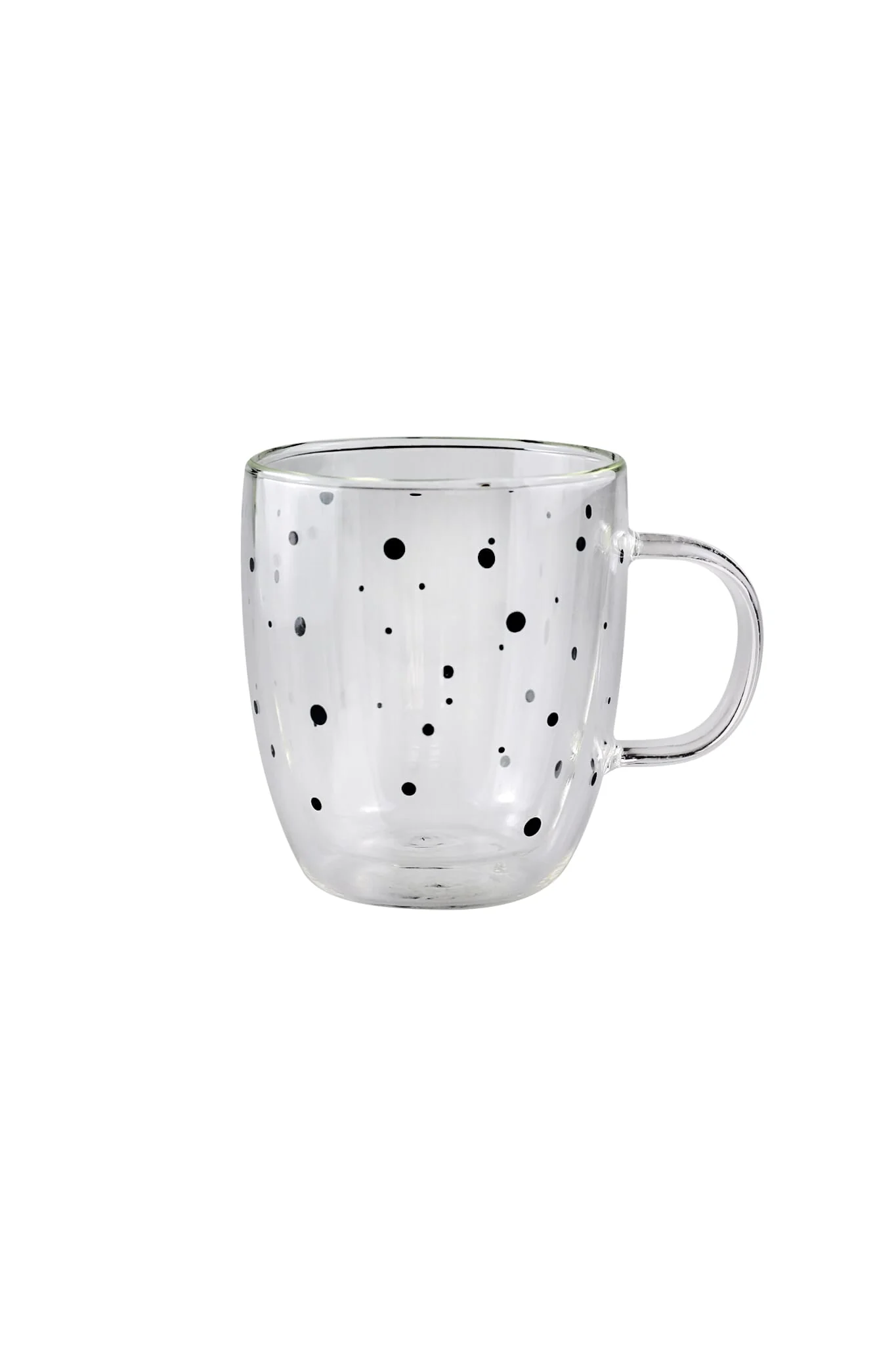 Double Walled Glass Mug - Black Polka Dots - Image 5