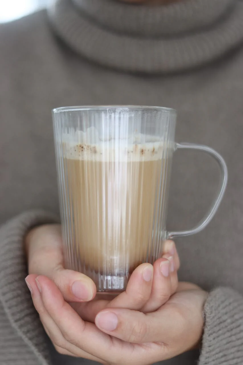 Double Wall Glass Latte Mug - Fluted - Image 3