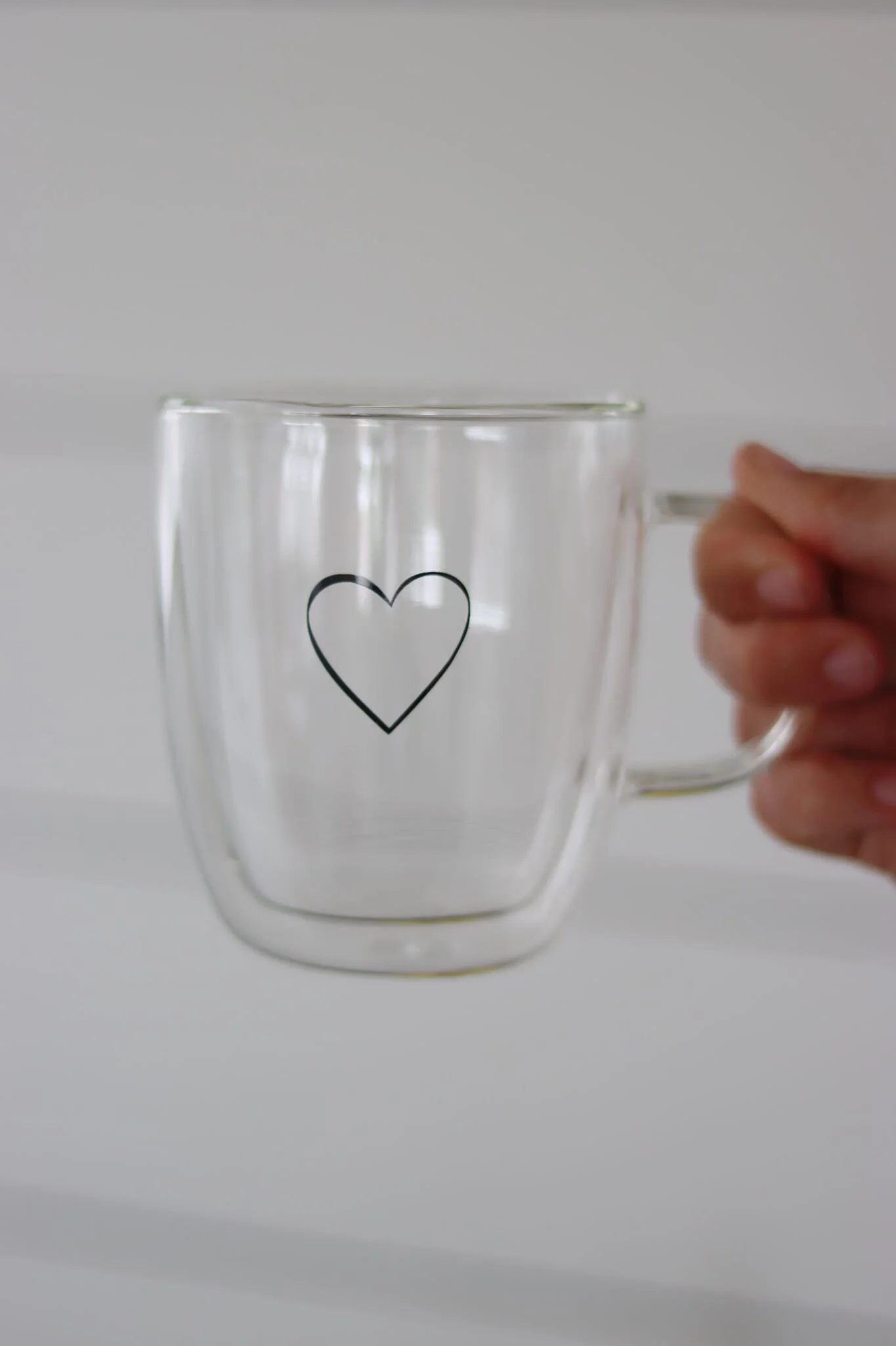 Double Walled Glass Mug -  Single Heart/Black - Image 5