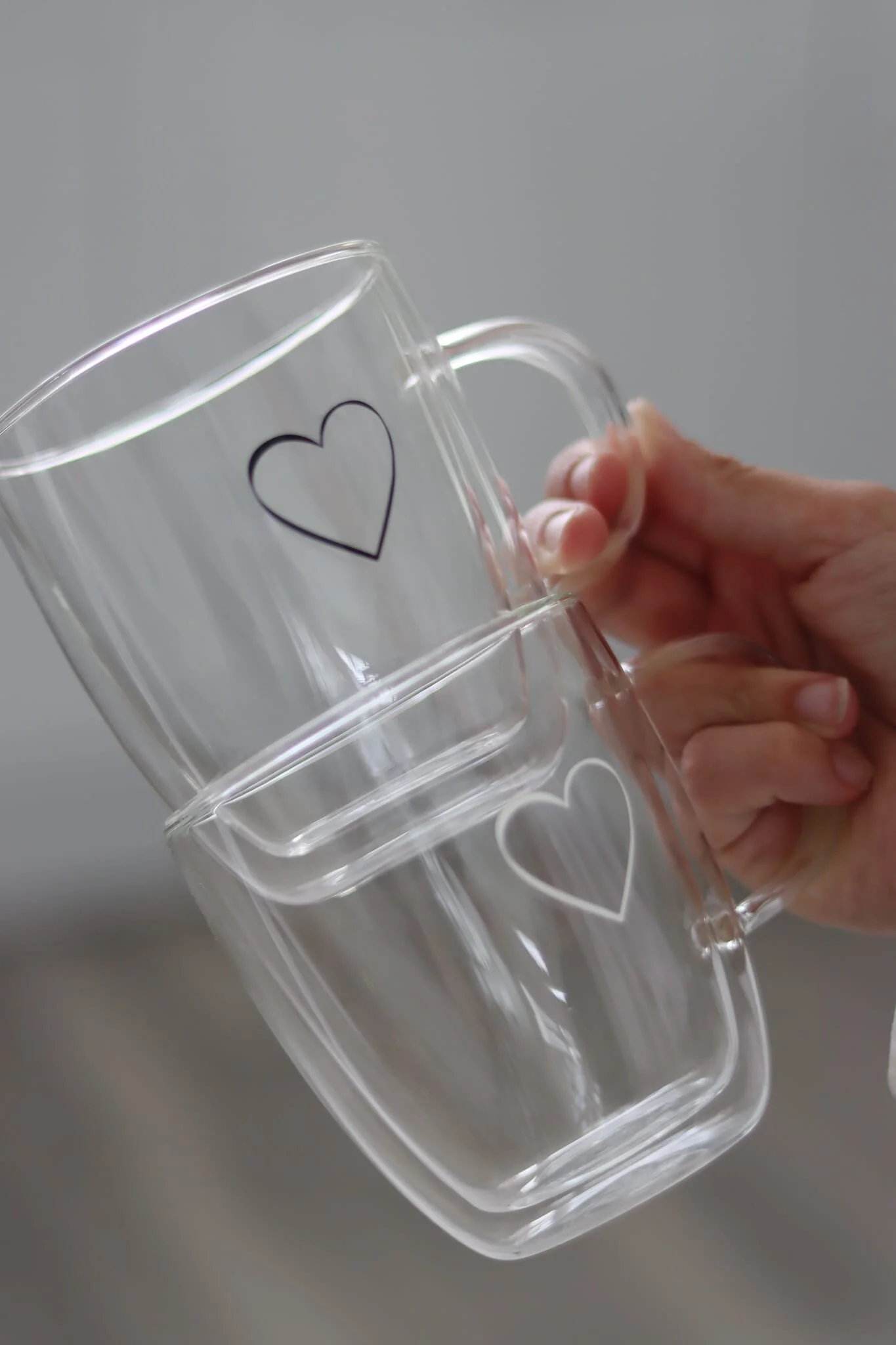 Double Walled Glass Mug -  Single Heart/Black - Image 6