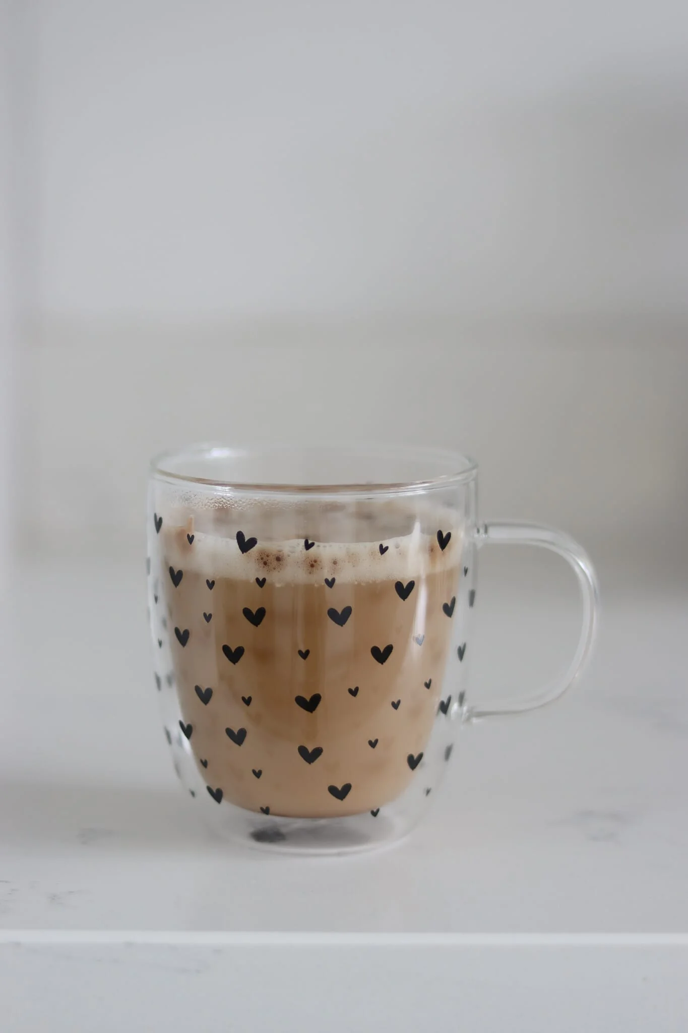 Double Wall Glass Mug -Small Multi Heart/Black - Image 2