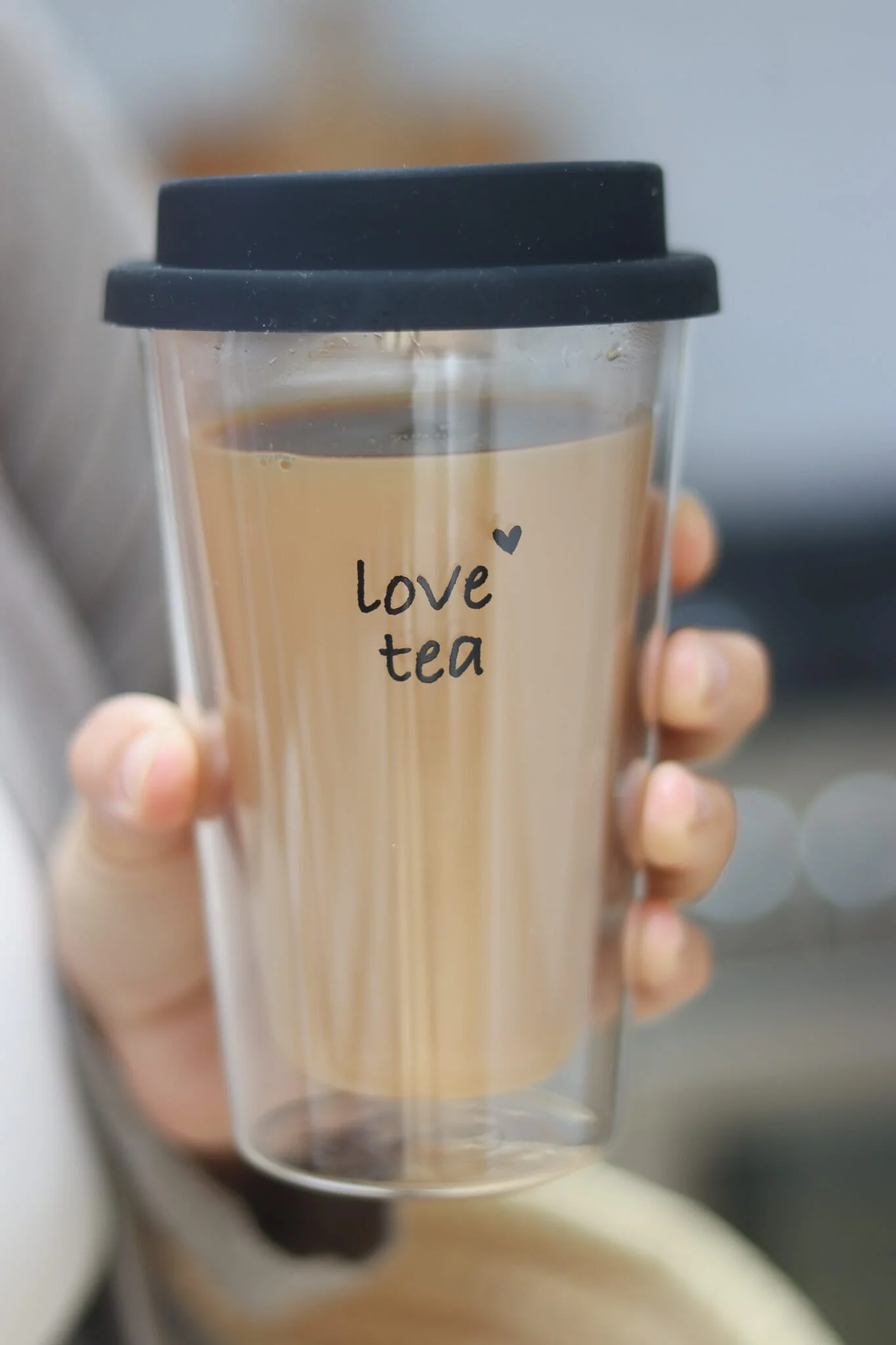 Double Walled Glass Travel Mug - Love Tea - Image 3