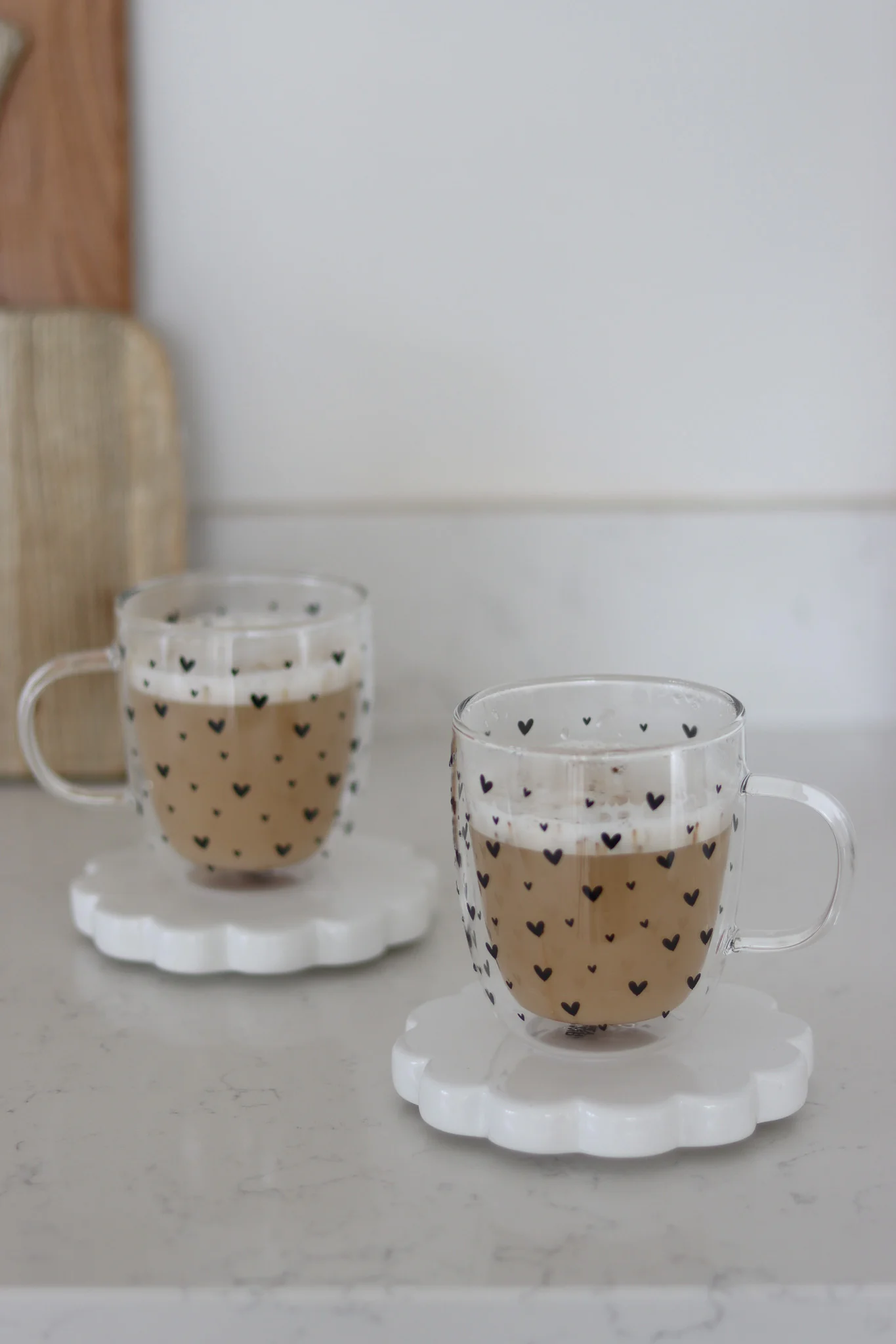 Double Walled Glass Mug Set – 2 Piece – Small Multi Heart Black - Image 4