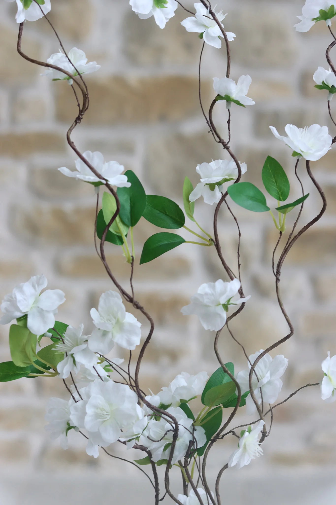 Faux Flowers - White Wild Cherry Blossom Spray - Image 2