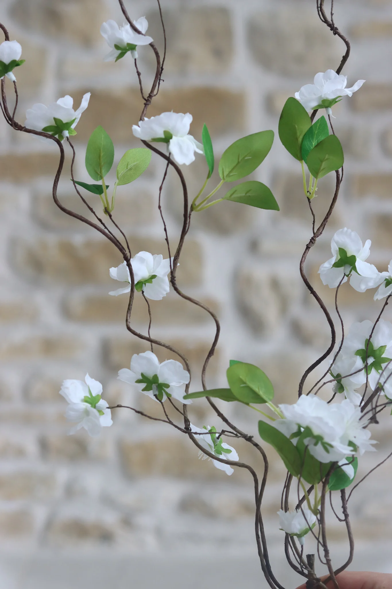 Faux Flowers - White Wild Cherry Blossom Spray - Image 3