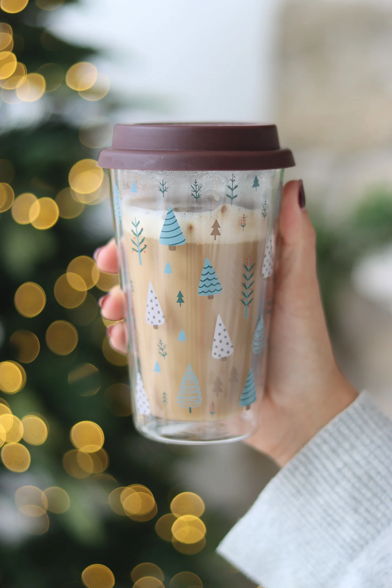 Double Walled Glass Travel Mug – Pretty Trees - Image 3