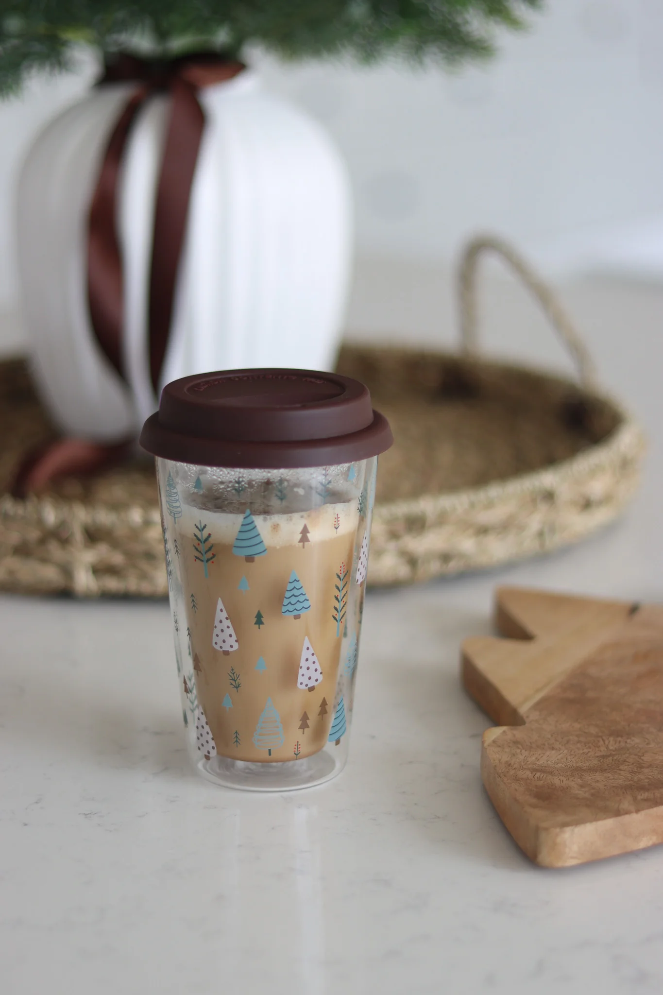 Double Walled Glass Travel Mug – Pretty Trees - Image 4