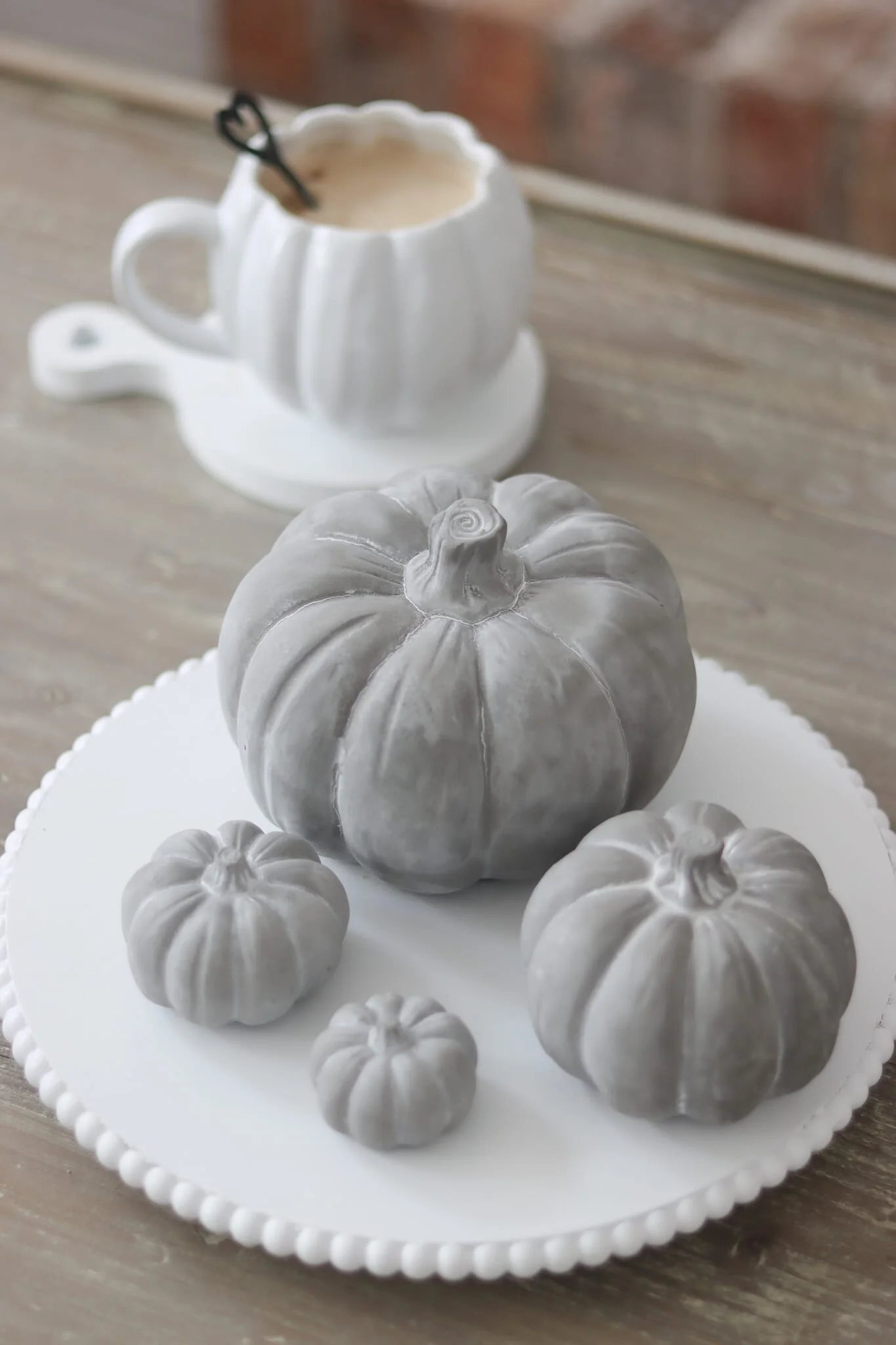 Grey Stone Resin Pumpkins - Tiny 4Pc Set - Image 4