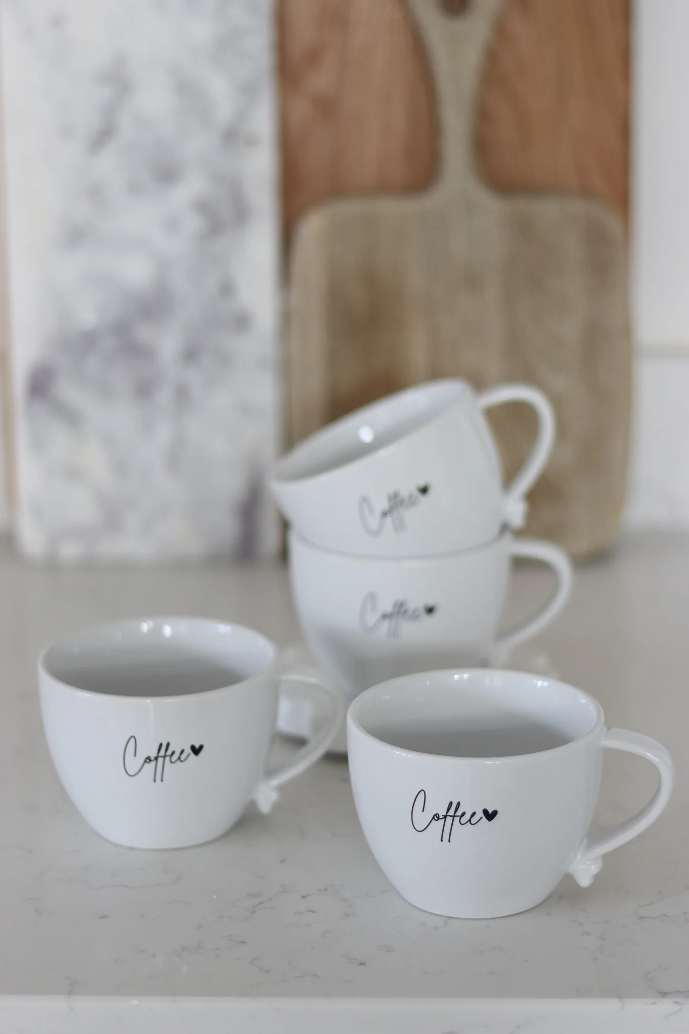 Heart Handled Ceramic Mug Set – 4 Piece – Coffee Mugs - Image 2