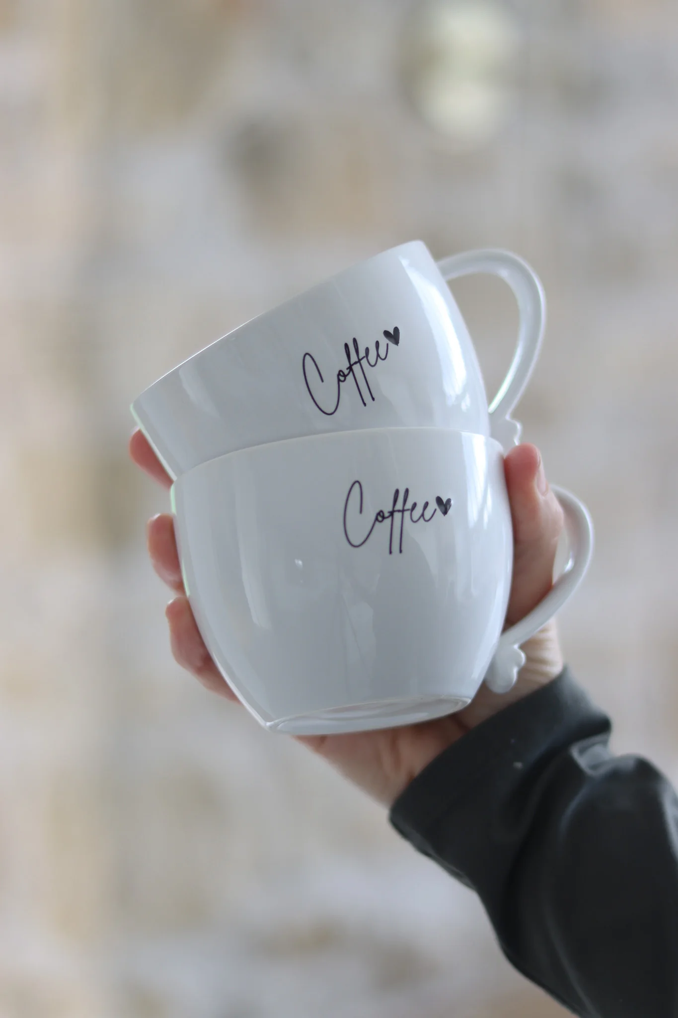 Heart Handled Ceramic Mug Set – 4 Piece – Coffee Mugs - Image 4