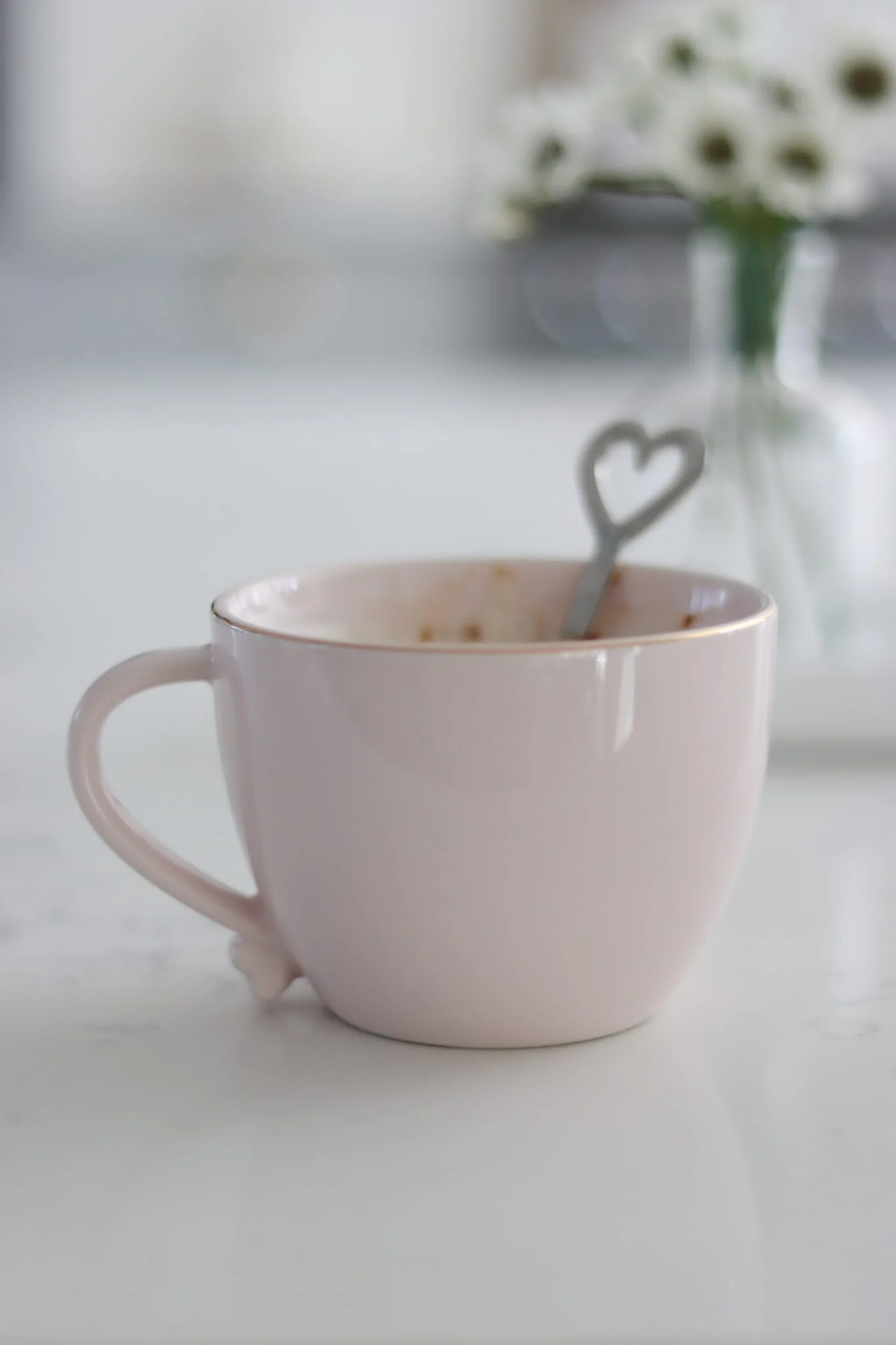 Heart Handled Ceramic Mug - Pink Gold Rim