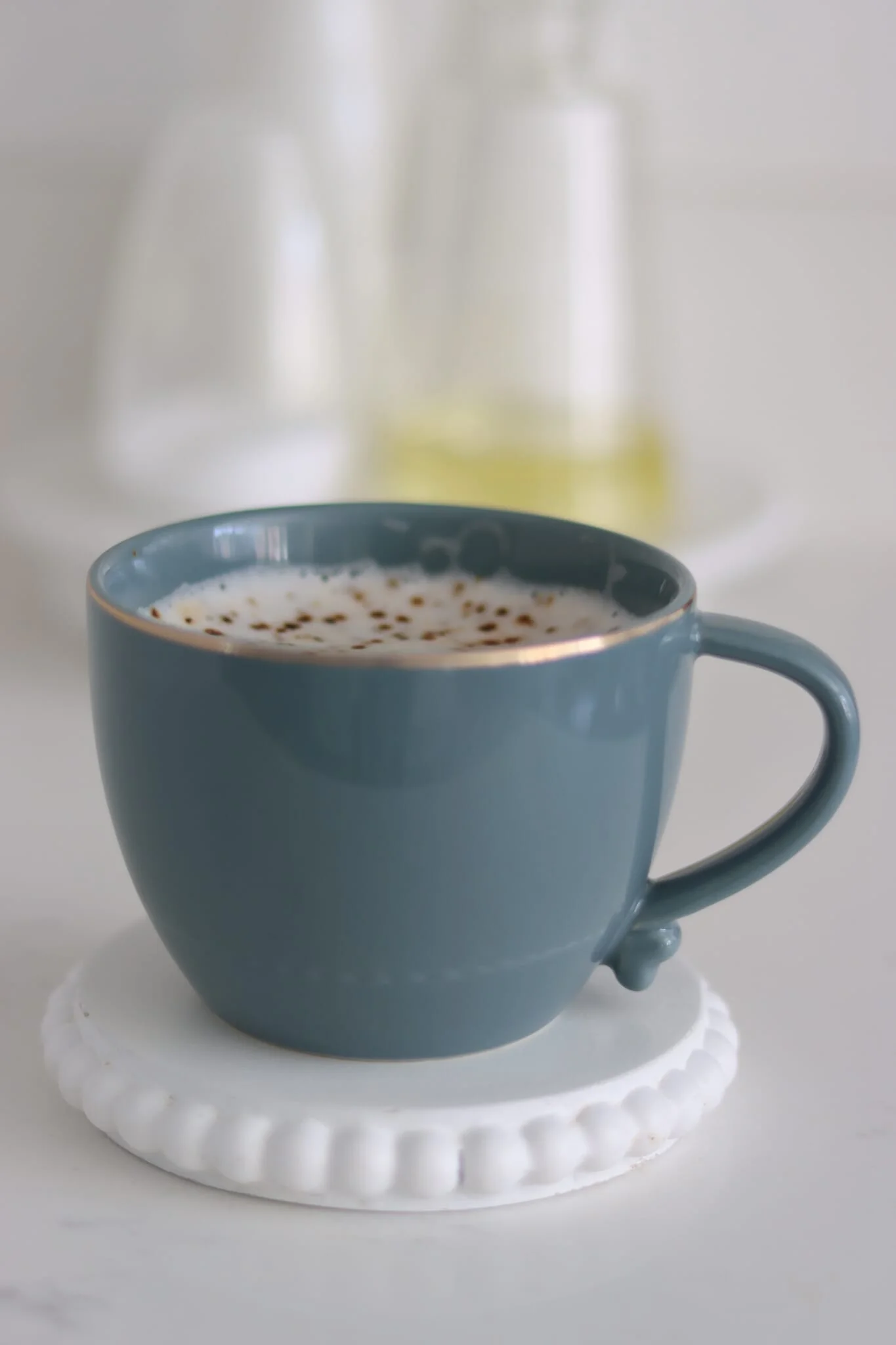 Heart Handled Ceramic Mug - Slate Gold Rim - Image 3