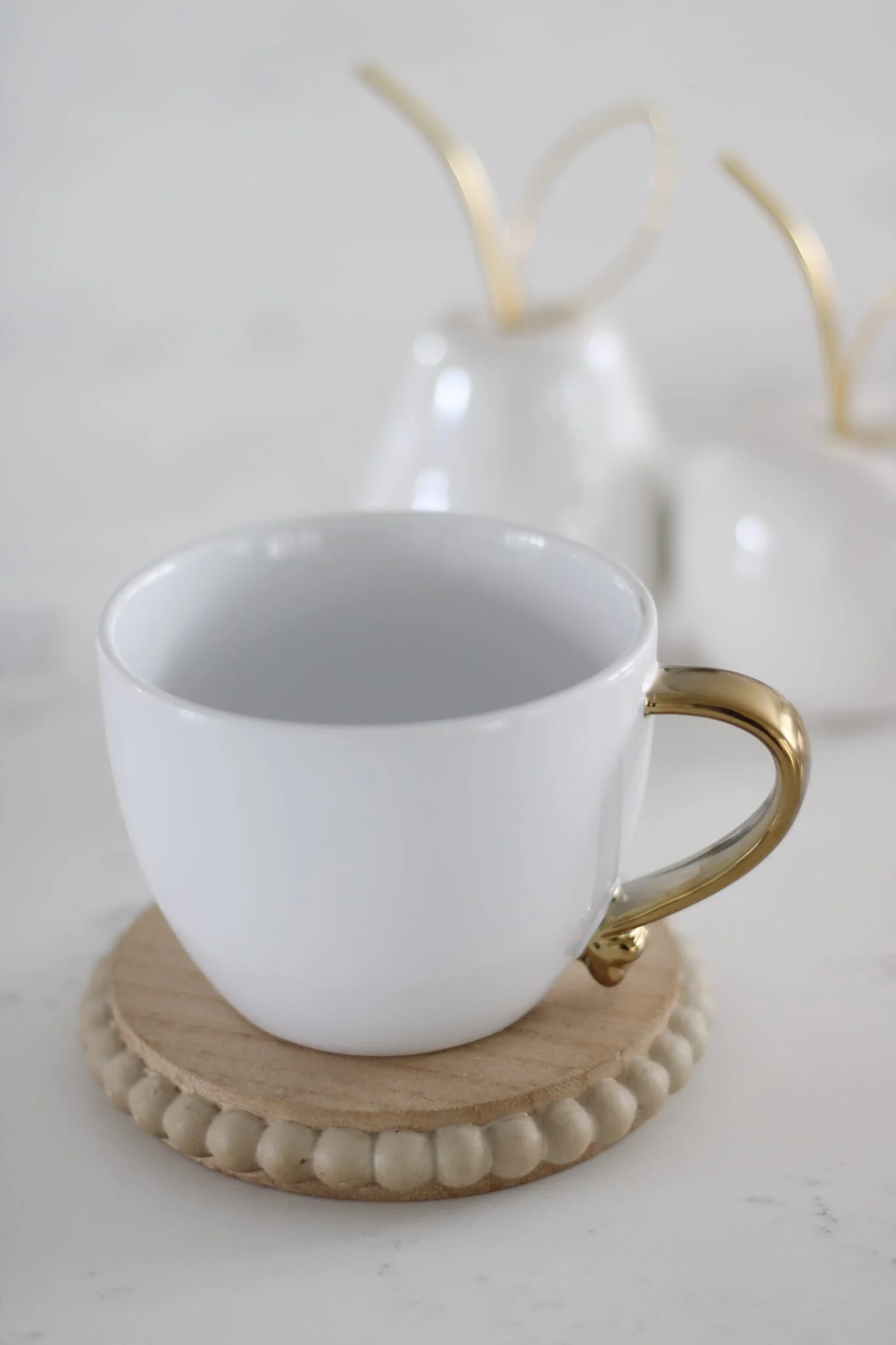 Heart Handled Ceramic Mug - White Gold Handle