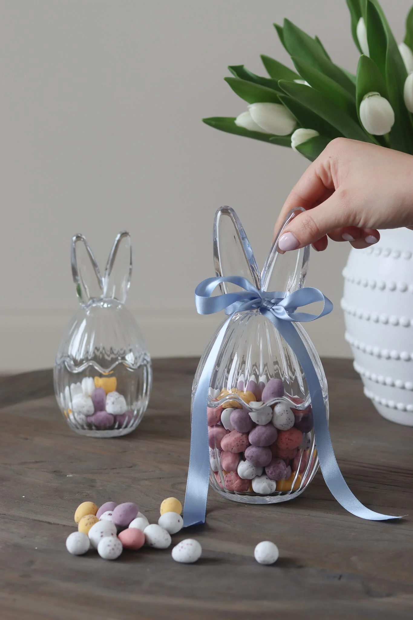 Large Glass Bunny Jar - Fluted