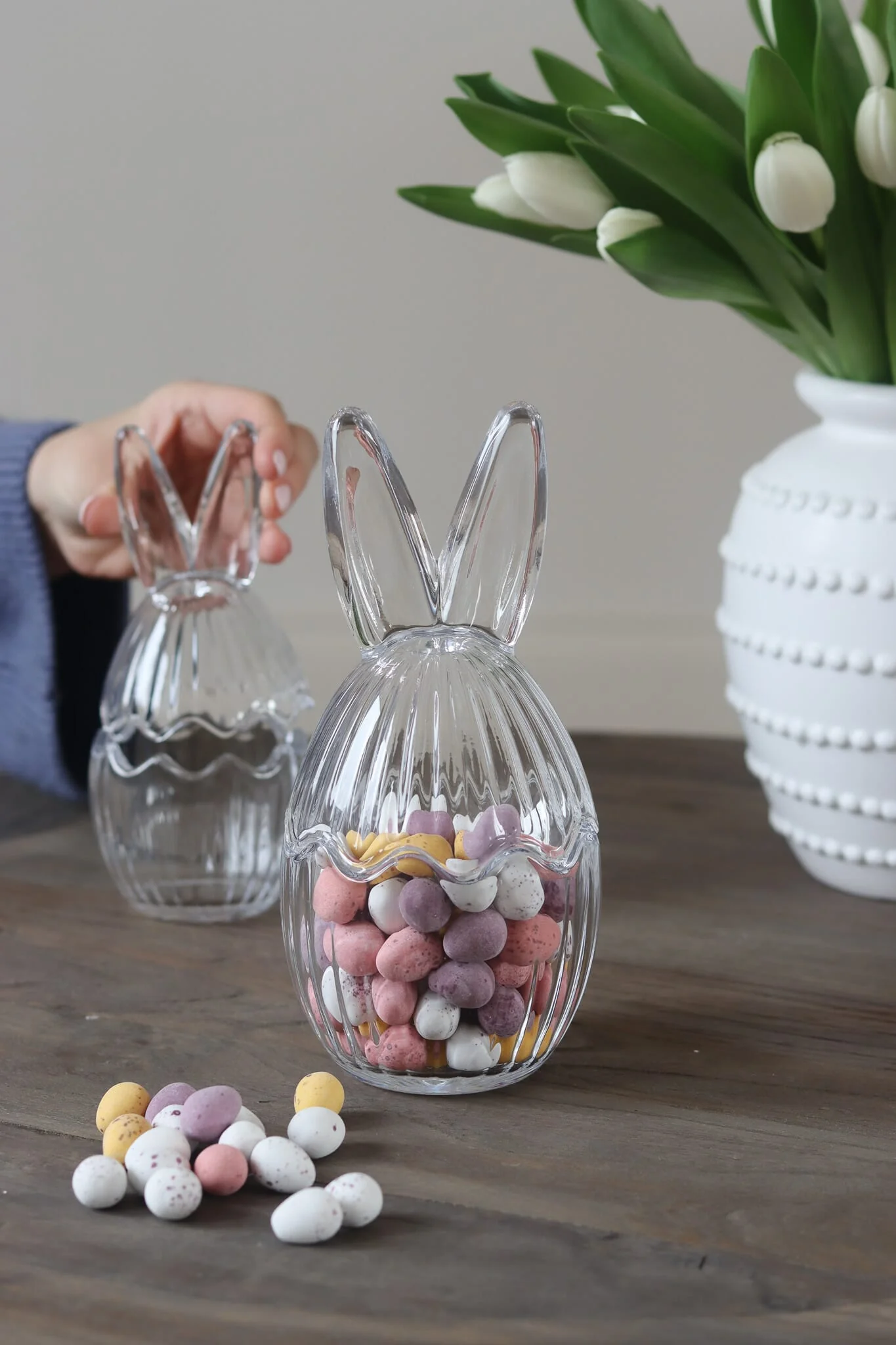 Large Glass Bunny Jar - Fluted - Image 3