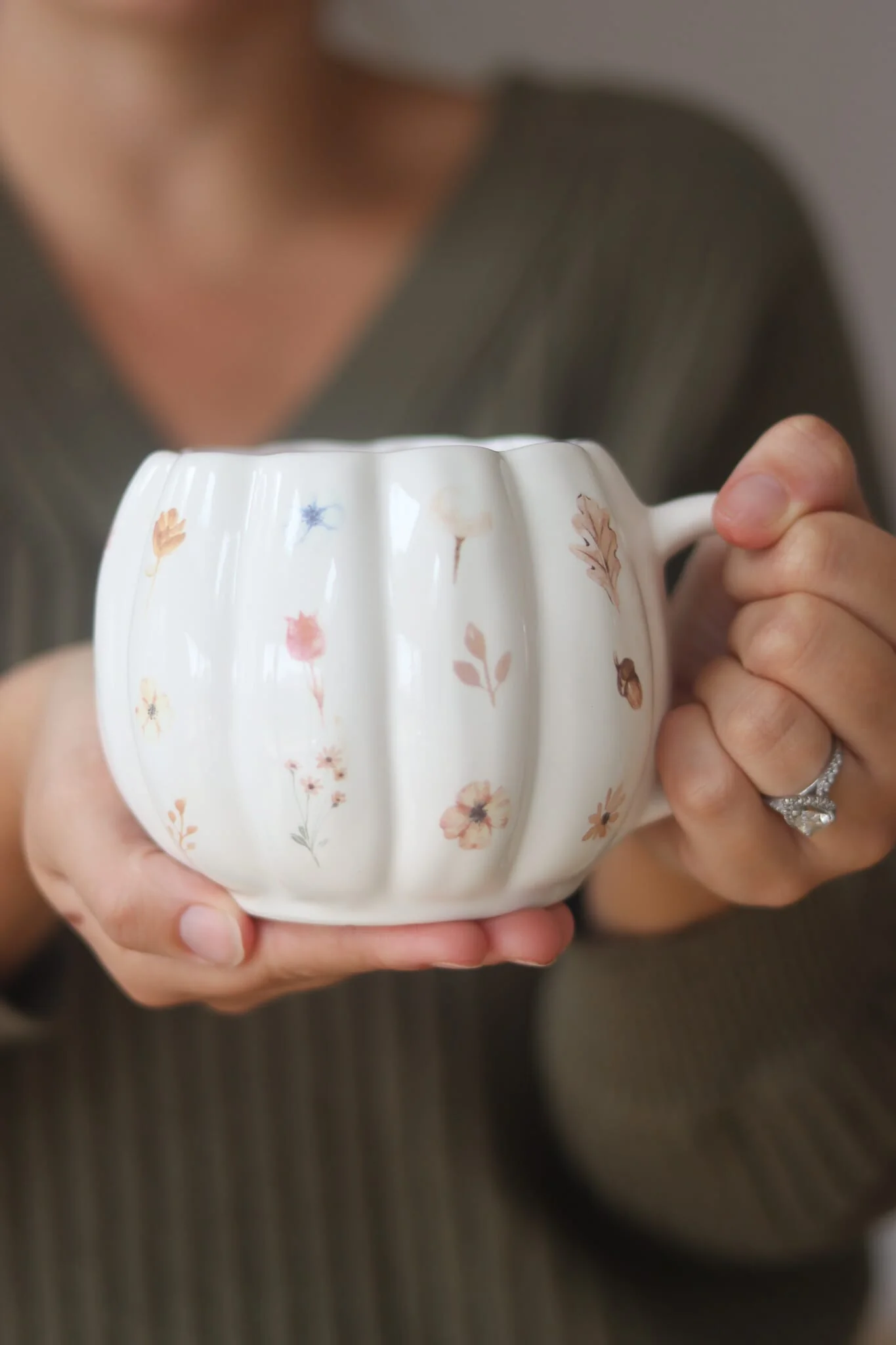 Large Pumpkin Mug - White AutumnArt 2 - Image 3