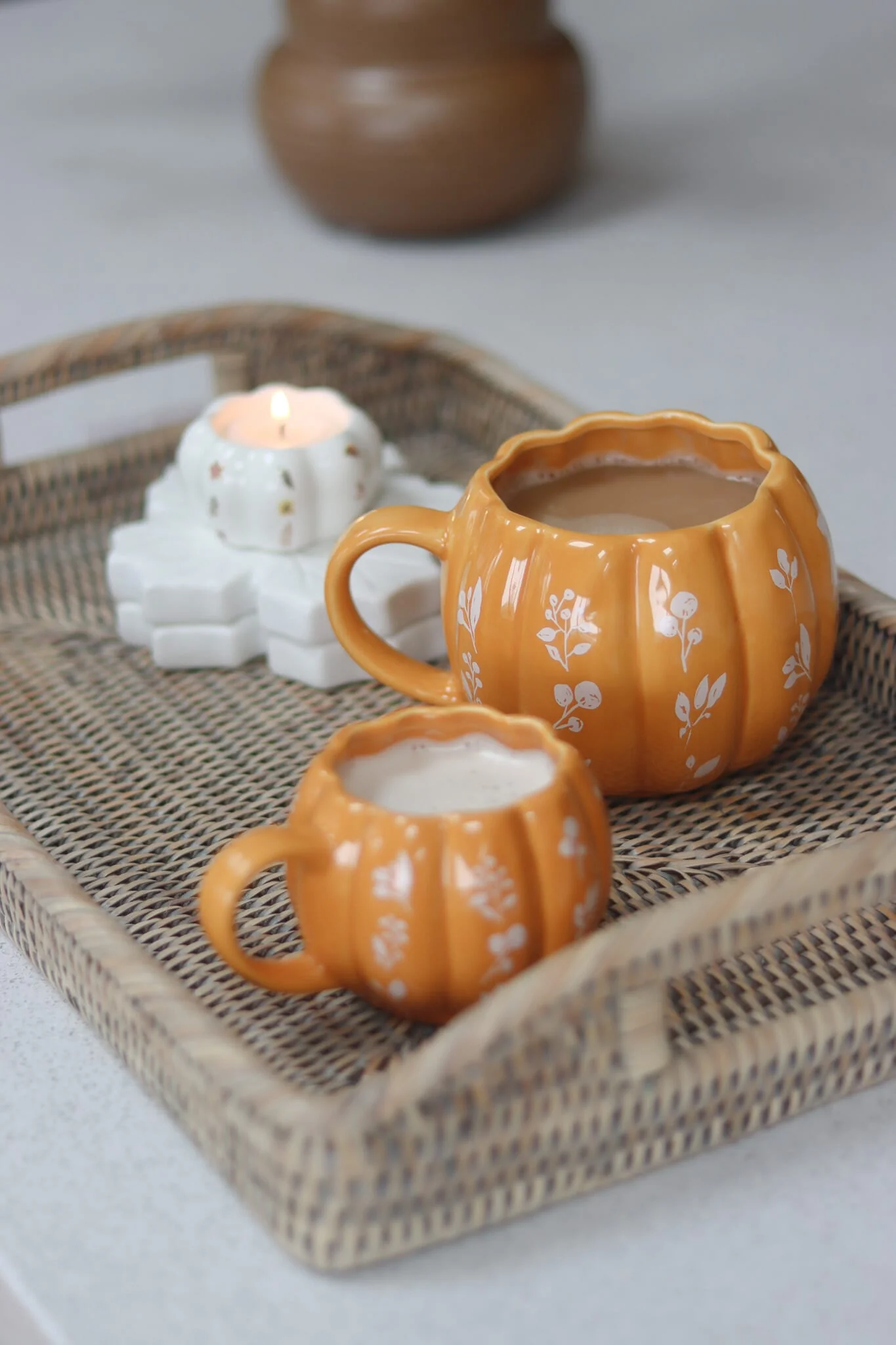 Mini Pumpkin Mug - Ochre Floral Art 3