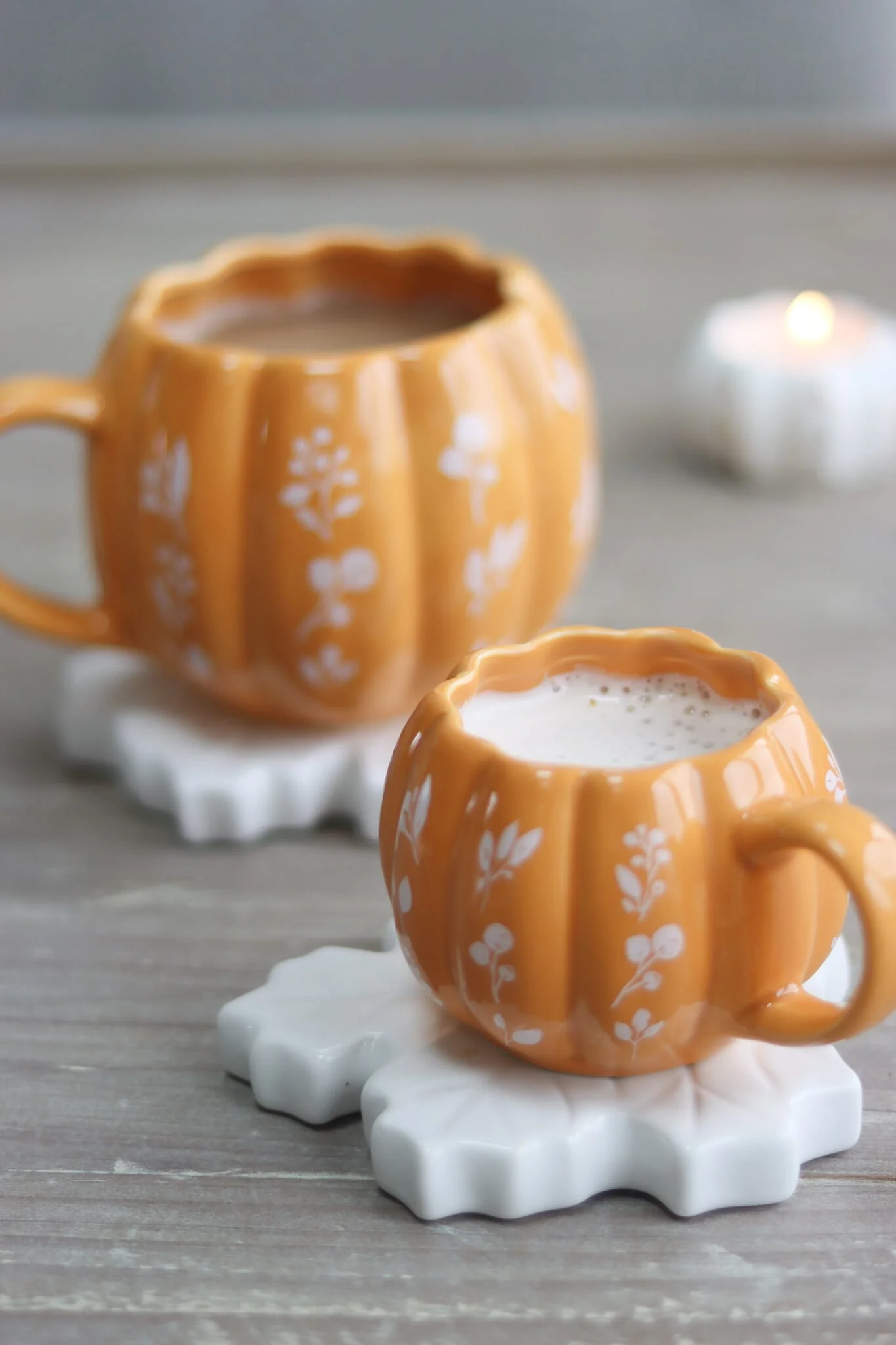 Mini Pumpkin Mug - Ochre Floral Art 3 - Image 3