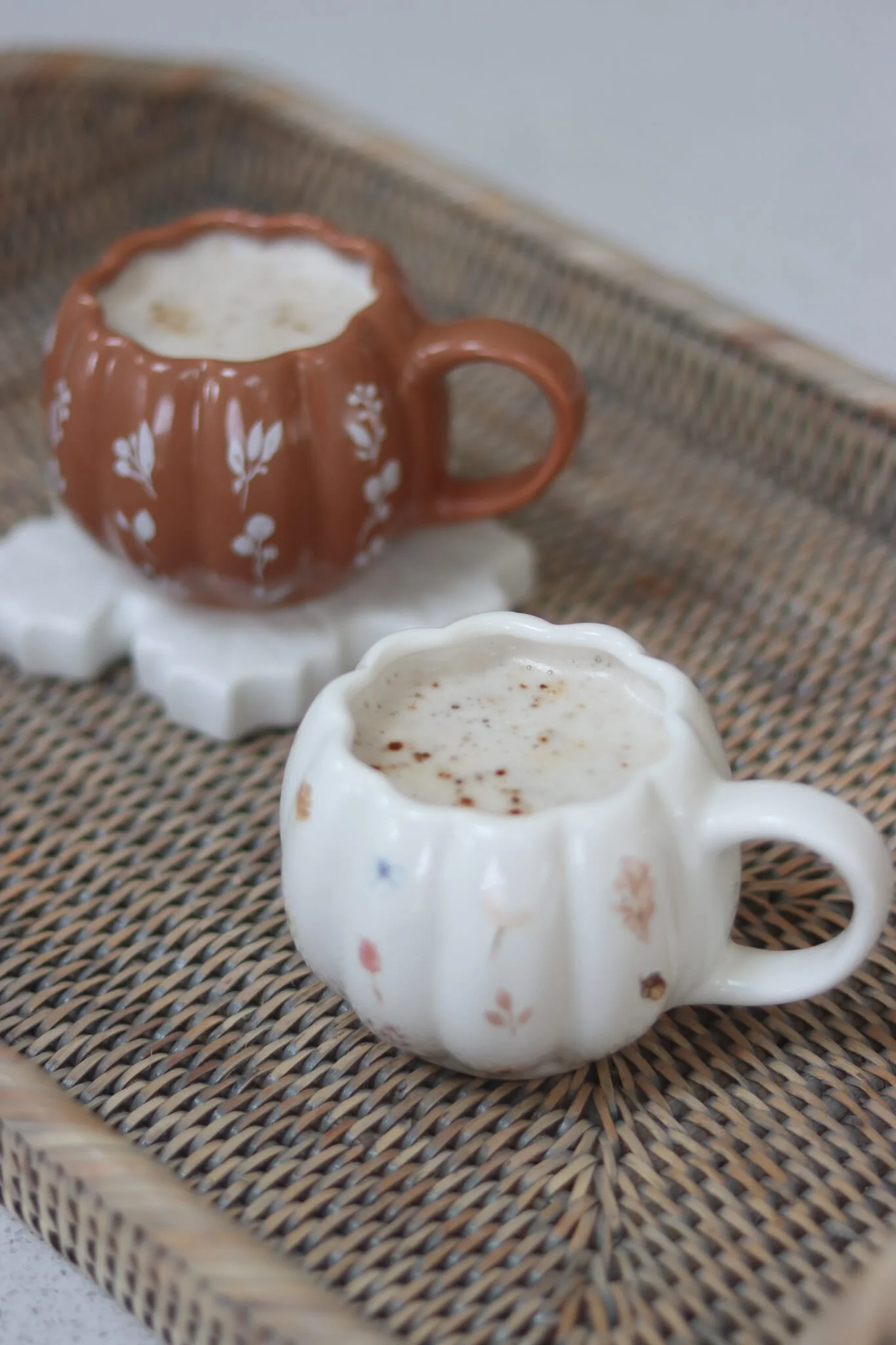 Mini Pumpkin Mug - White Autumn Art 2 - Image 2
