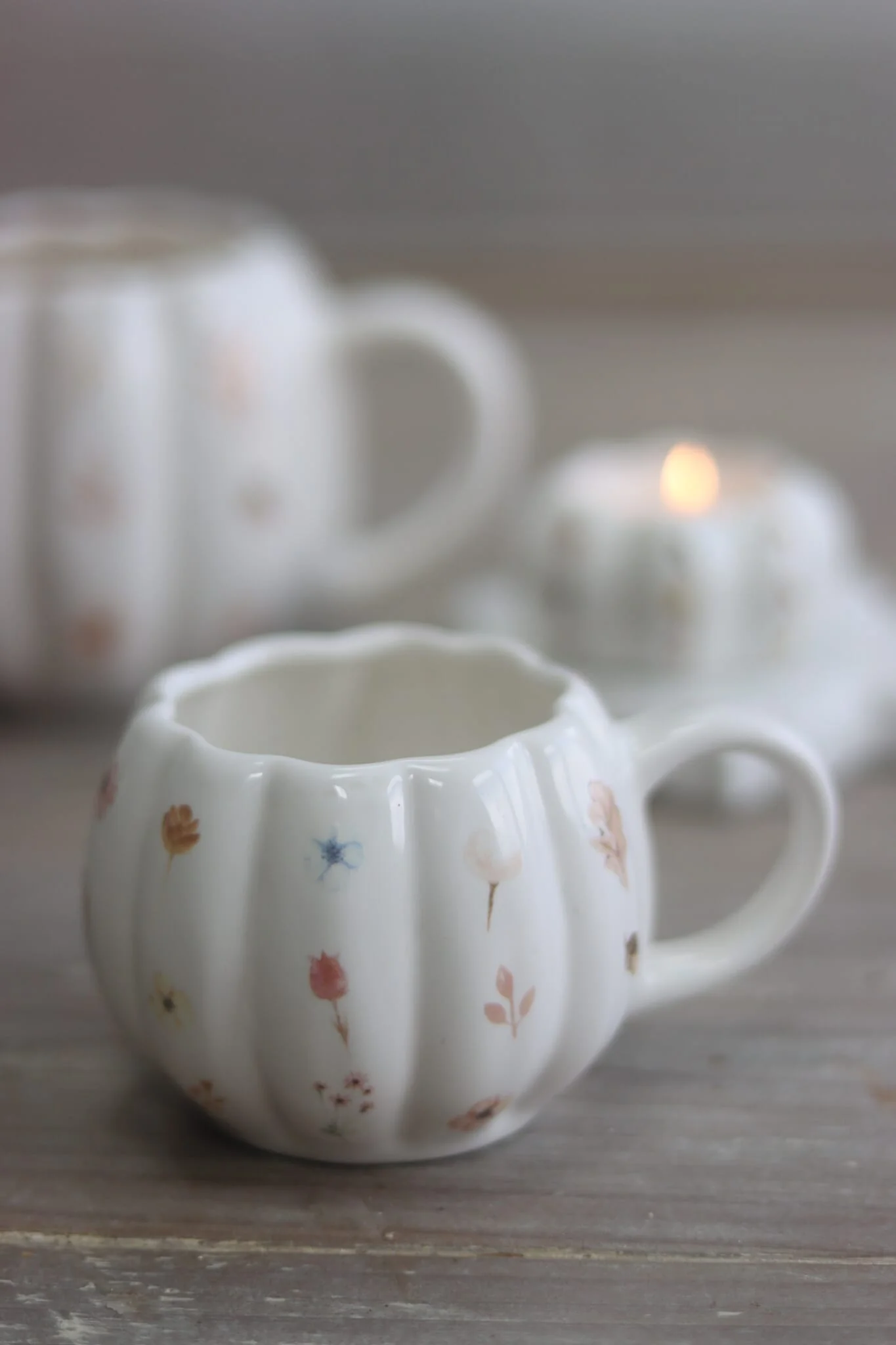 Mini Pumpkin Mug - White Autumn Art 2 - Image 3