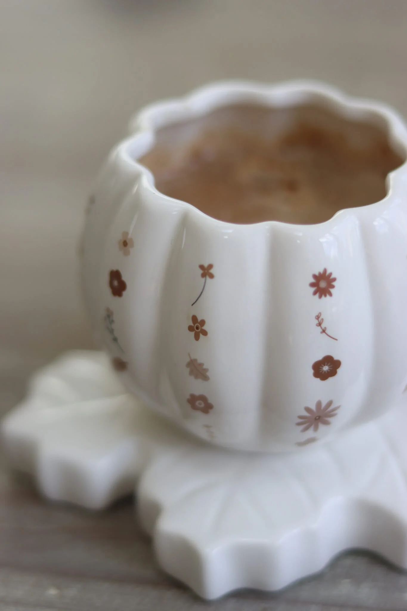 Mini Pumpkin Mug - White Floral Art 4 - Image 4